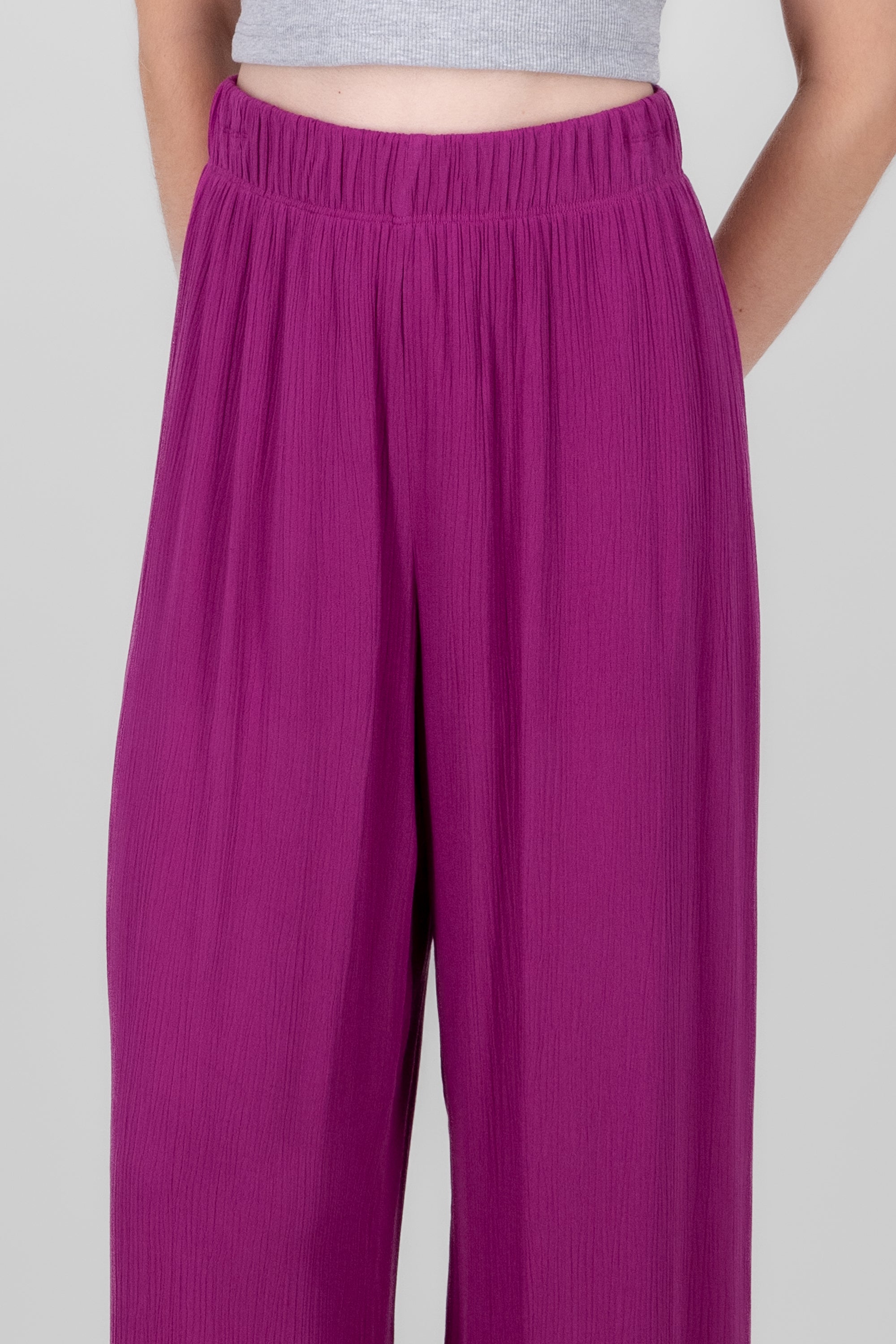 Pantalón Wide Leg Cintura Elástico MAGENTA