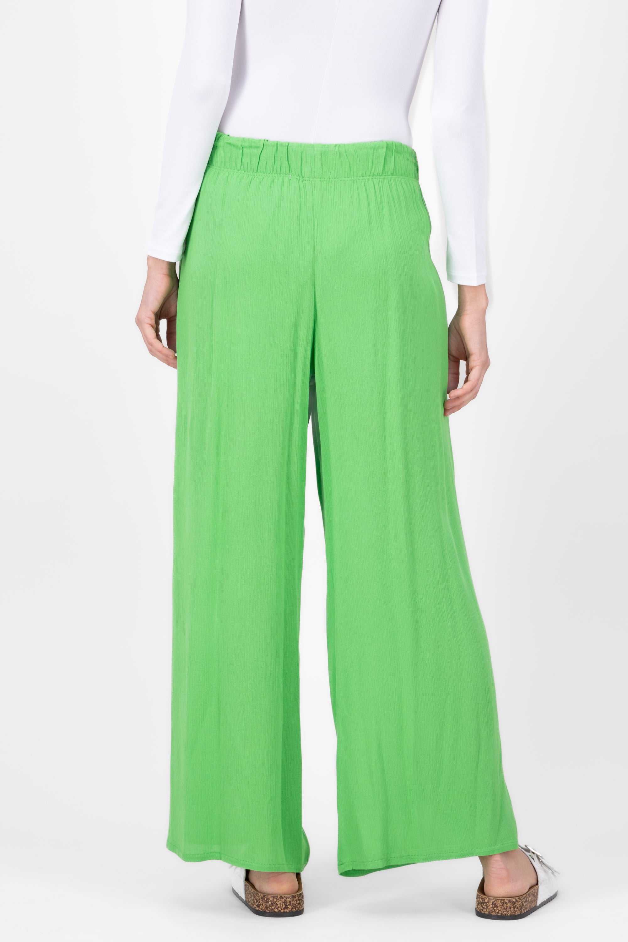 Pantalón Wide Leg Cintura Elástico VERDE MANZANA