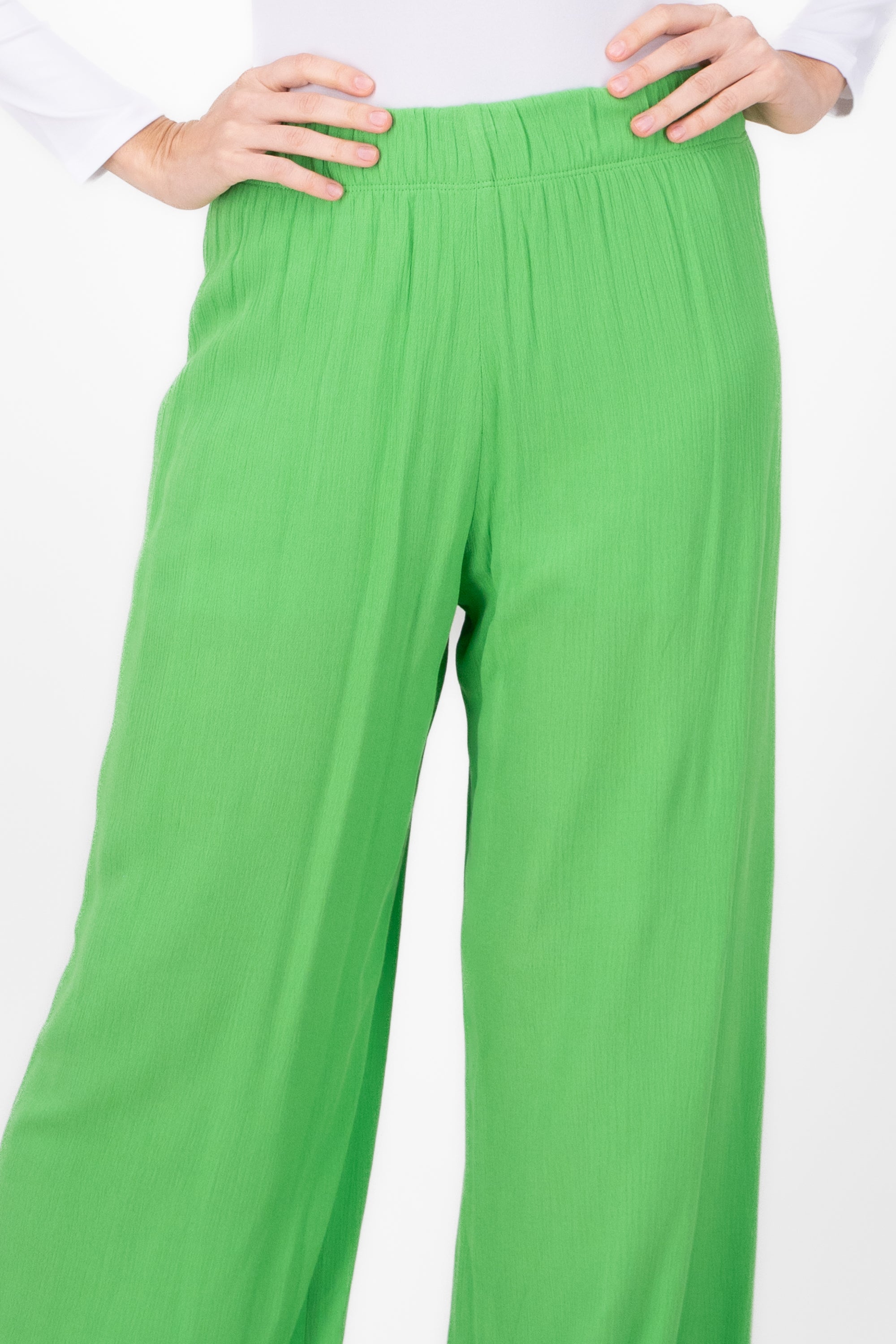 Pantalón Wide Leg Cintura Elástico VERDE MANZANA