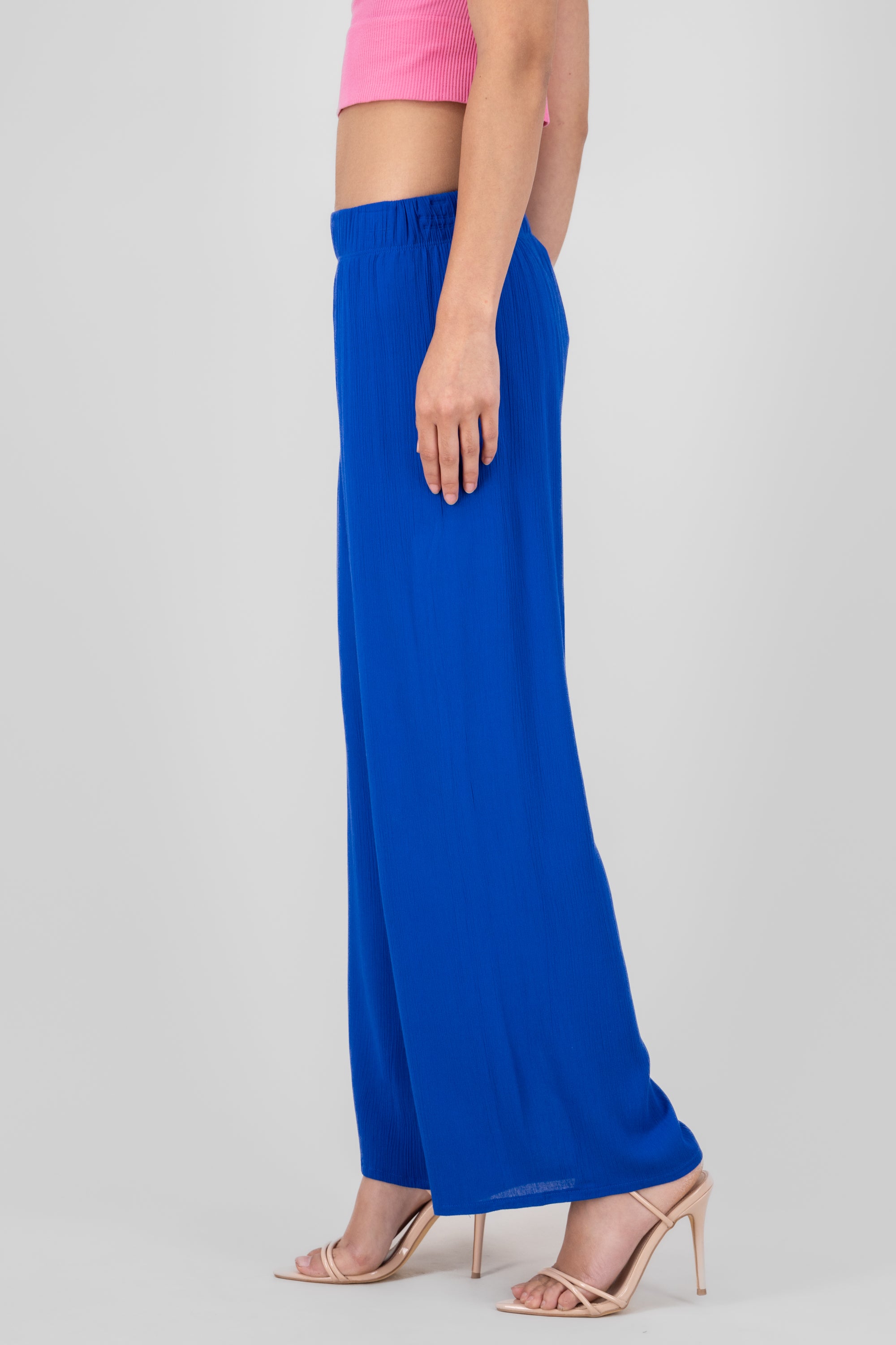 Pantalón Wide Leg Cintura Elástico AZUL PITUFO