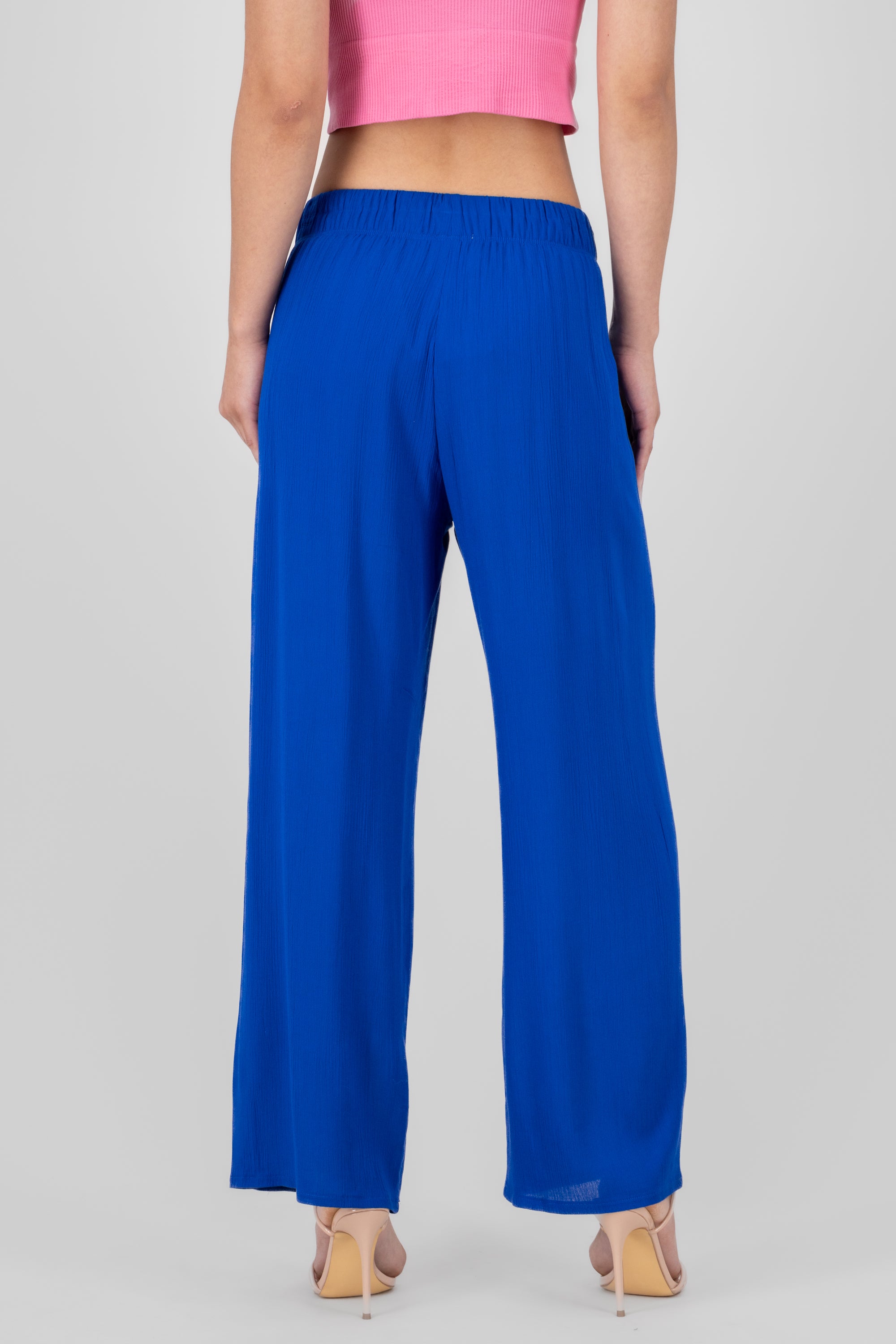 Pantalón Wide Leg Cintura Elástico AZUL PITUFO