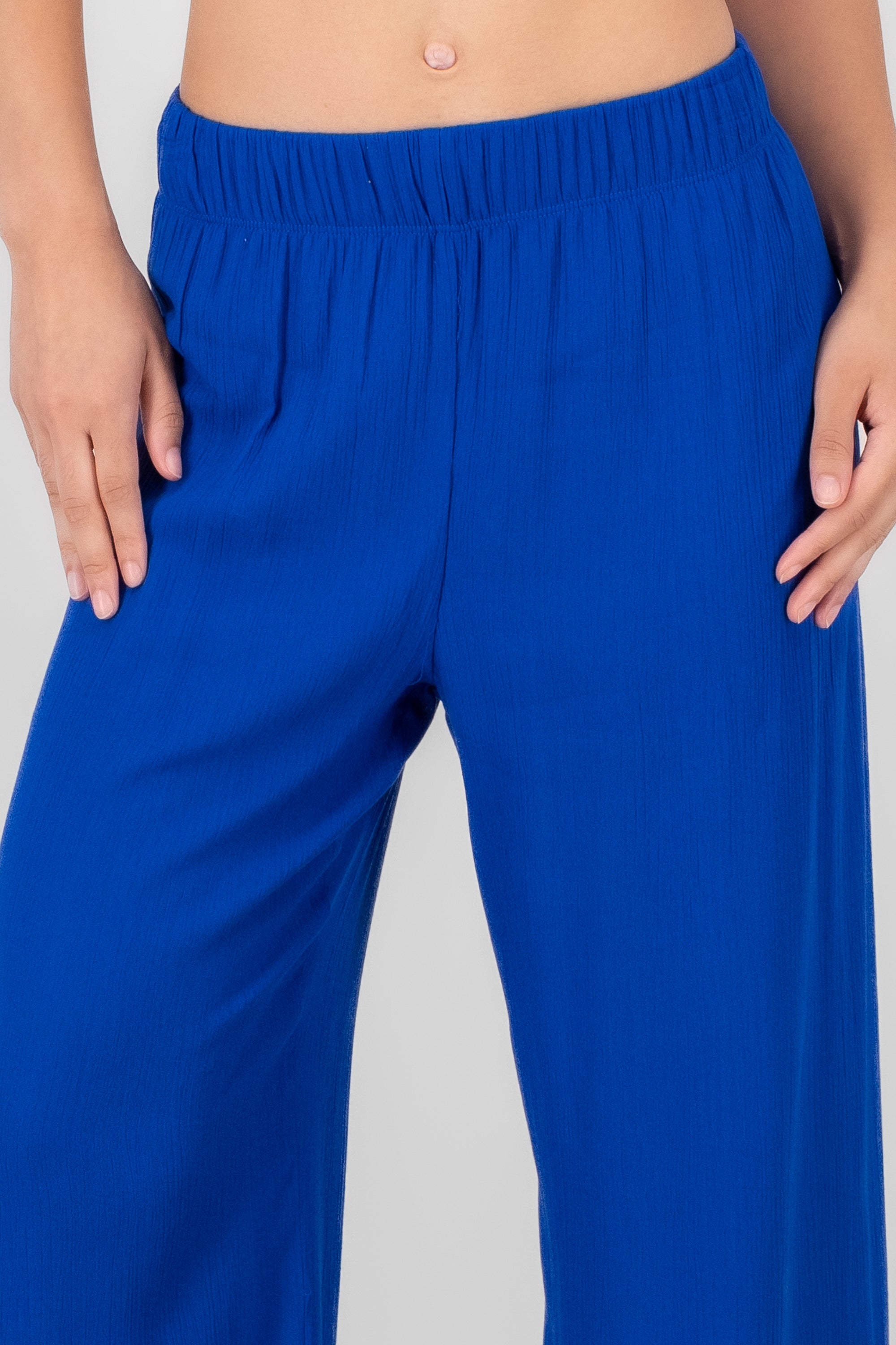 Pantalón Wide Leg Cintura Elástico AZUL PITUFO