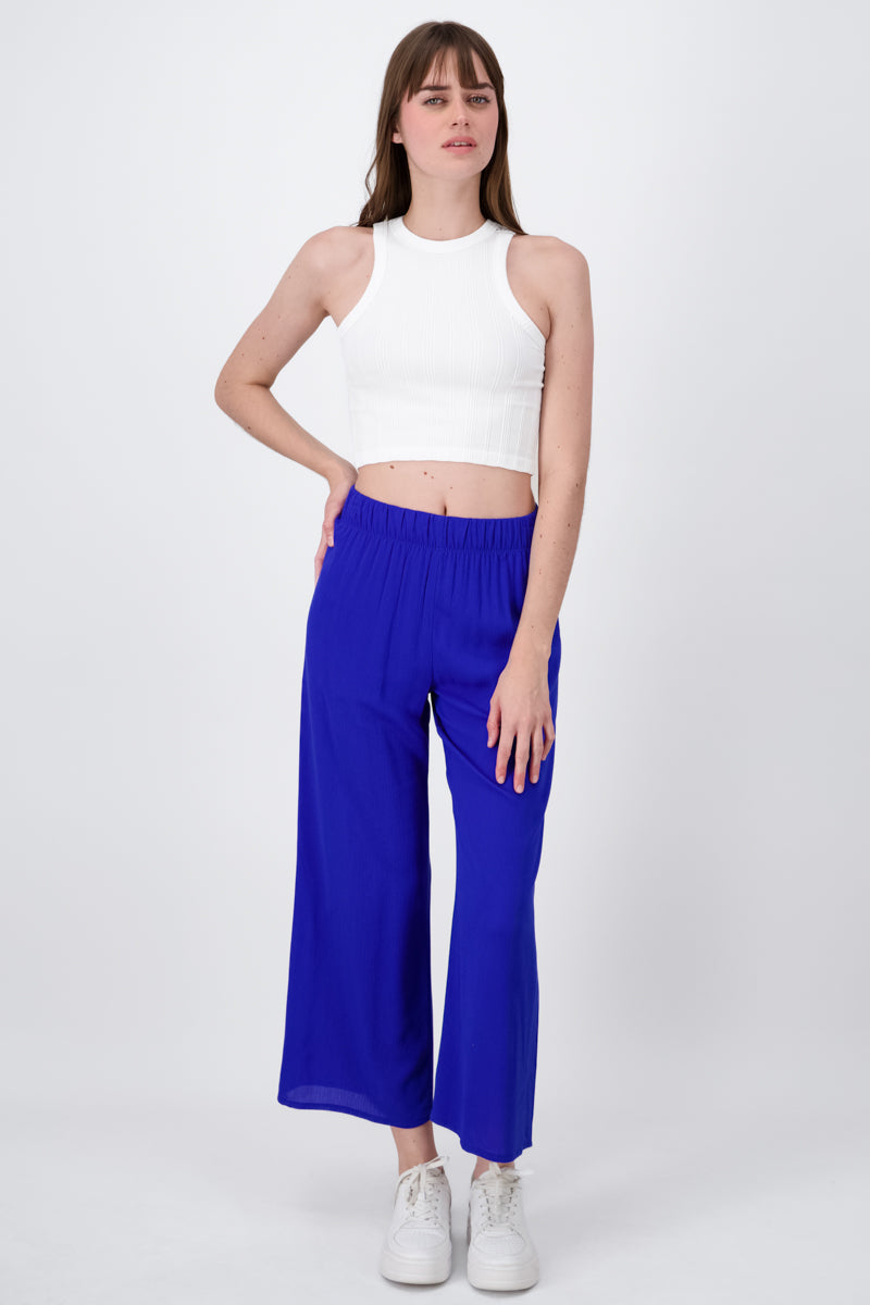 Pantalón Wide Leg Cintura Elástico AZUL ELECTRICO