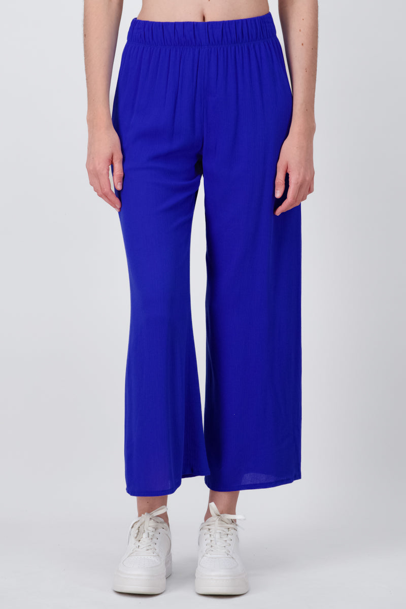 Pantalón Wide Leg Cintura Elástico AZUL ELECTRICO