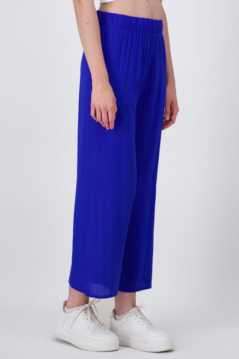 Pantalón Wide Leg Cintura Elástico AZUL ELECTRICO