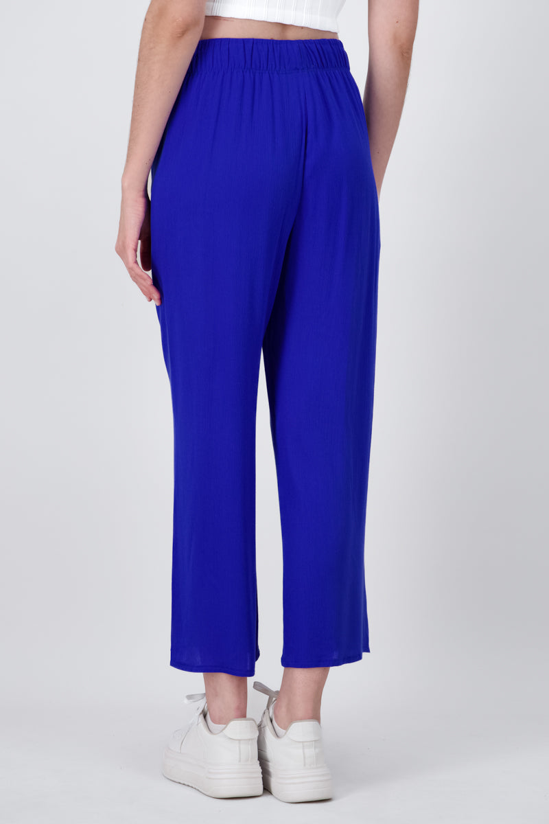 Pantalón Wide Leg Cintura Elástico AZUL ELECTRICO