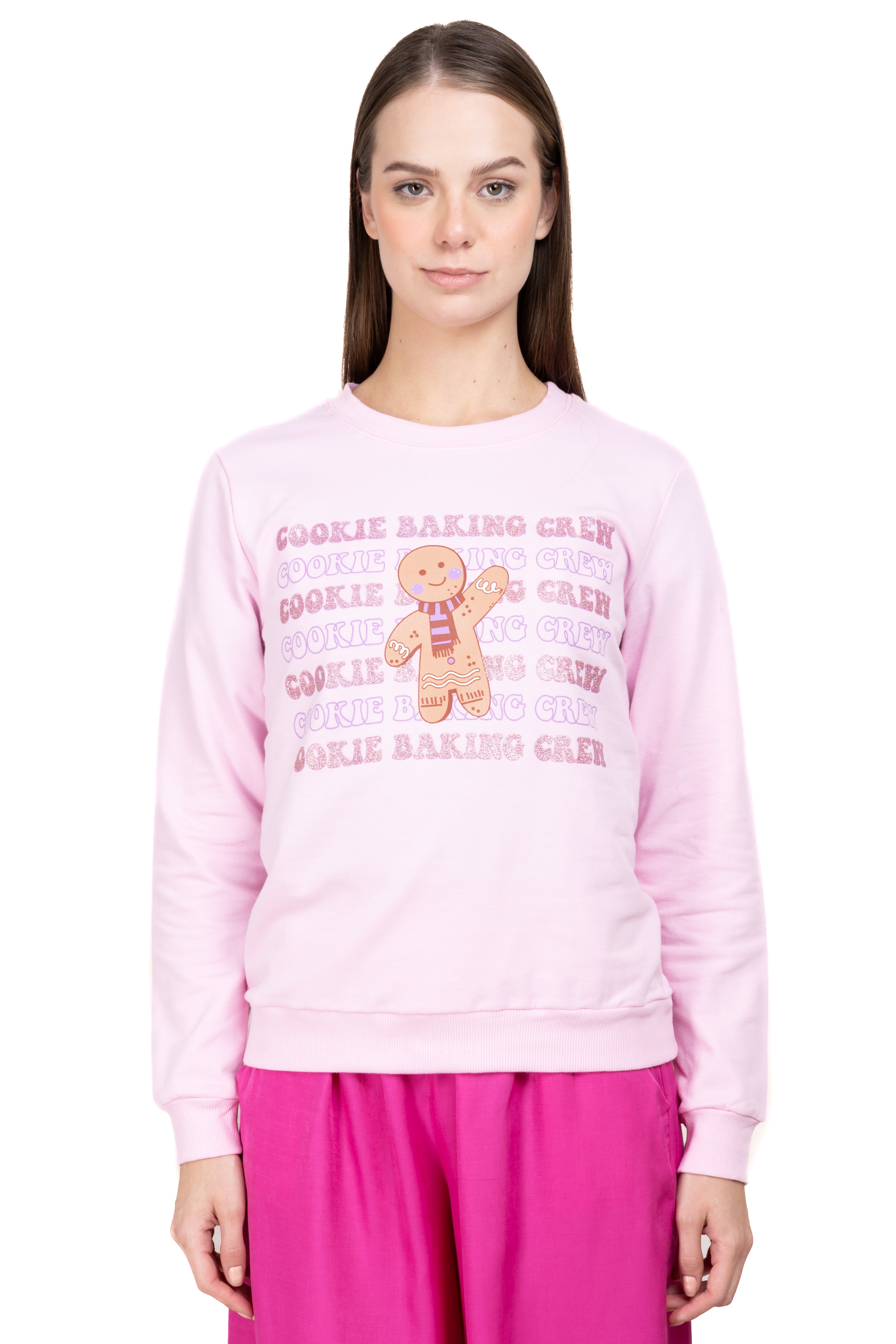 Sudadera estampado galleta ROSA COMBO