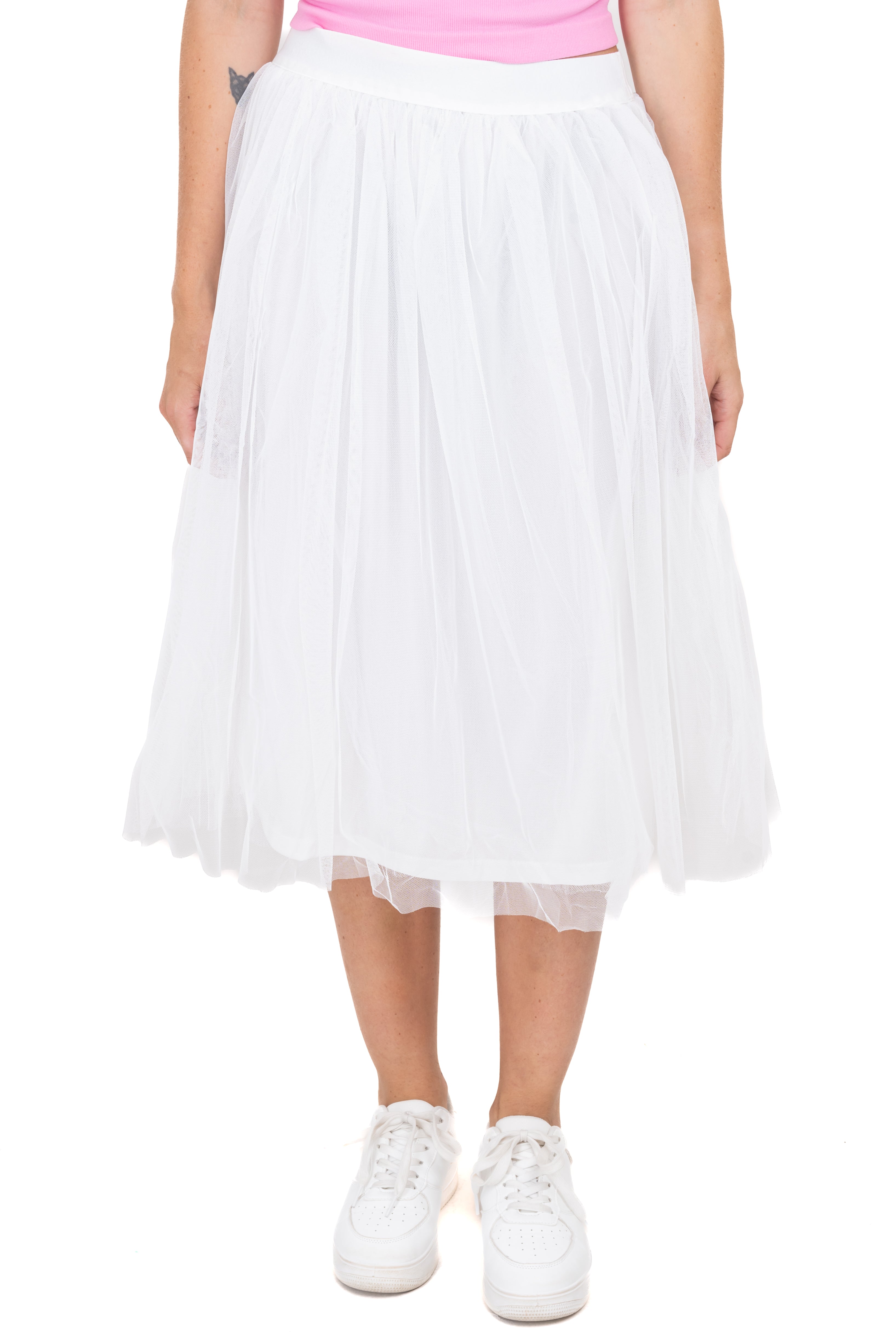 Midi skirt with smooth volume WHITE