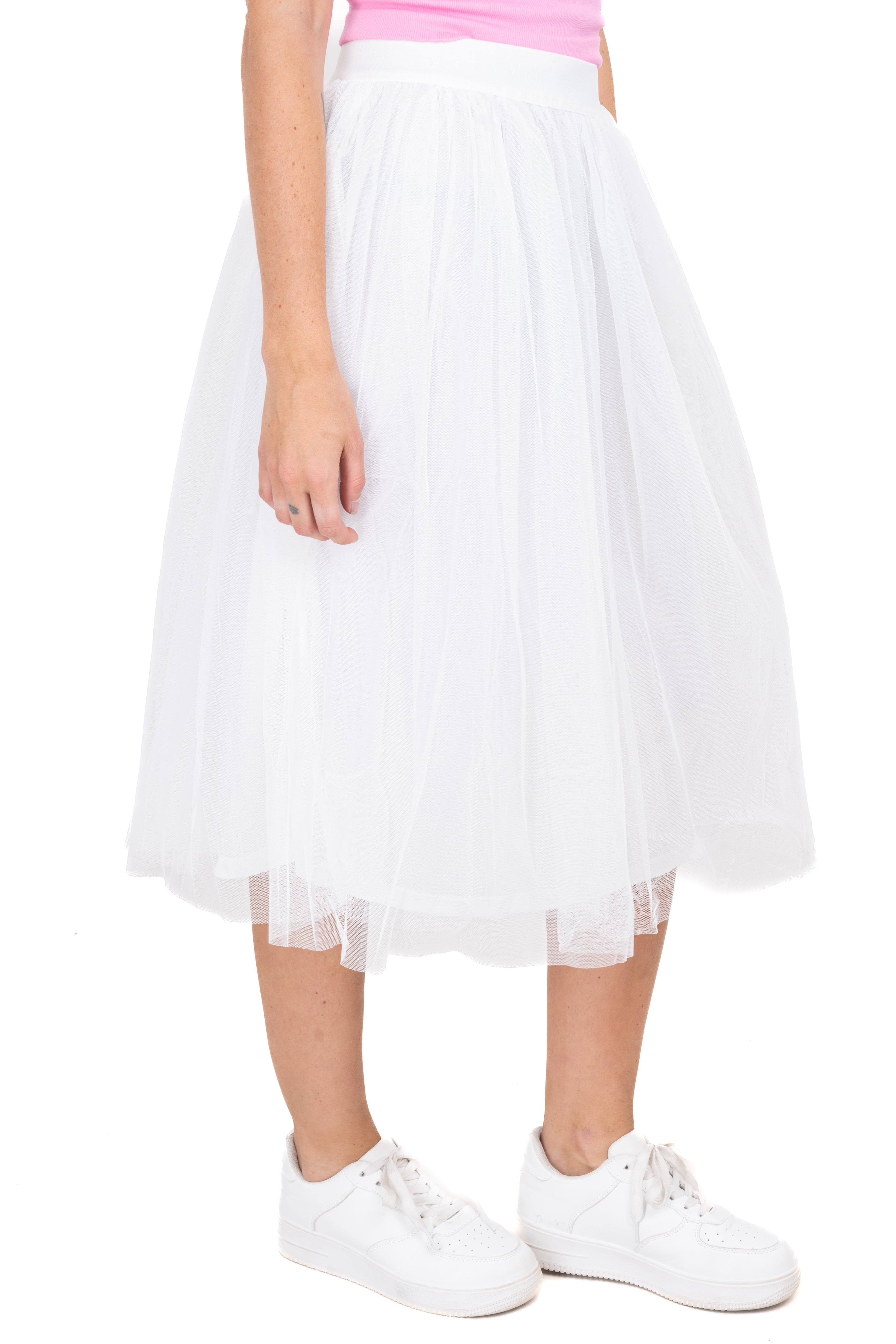 Midi skirt with smooth volume WHITE