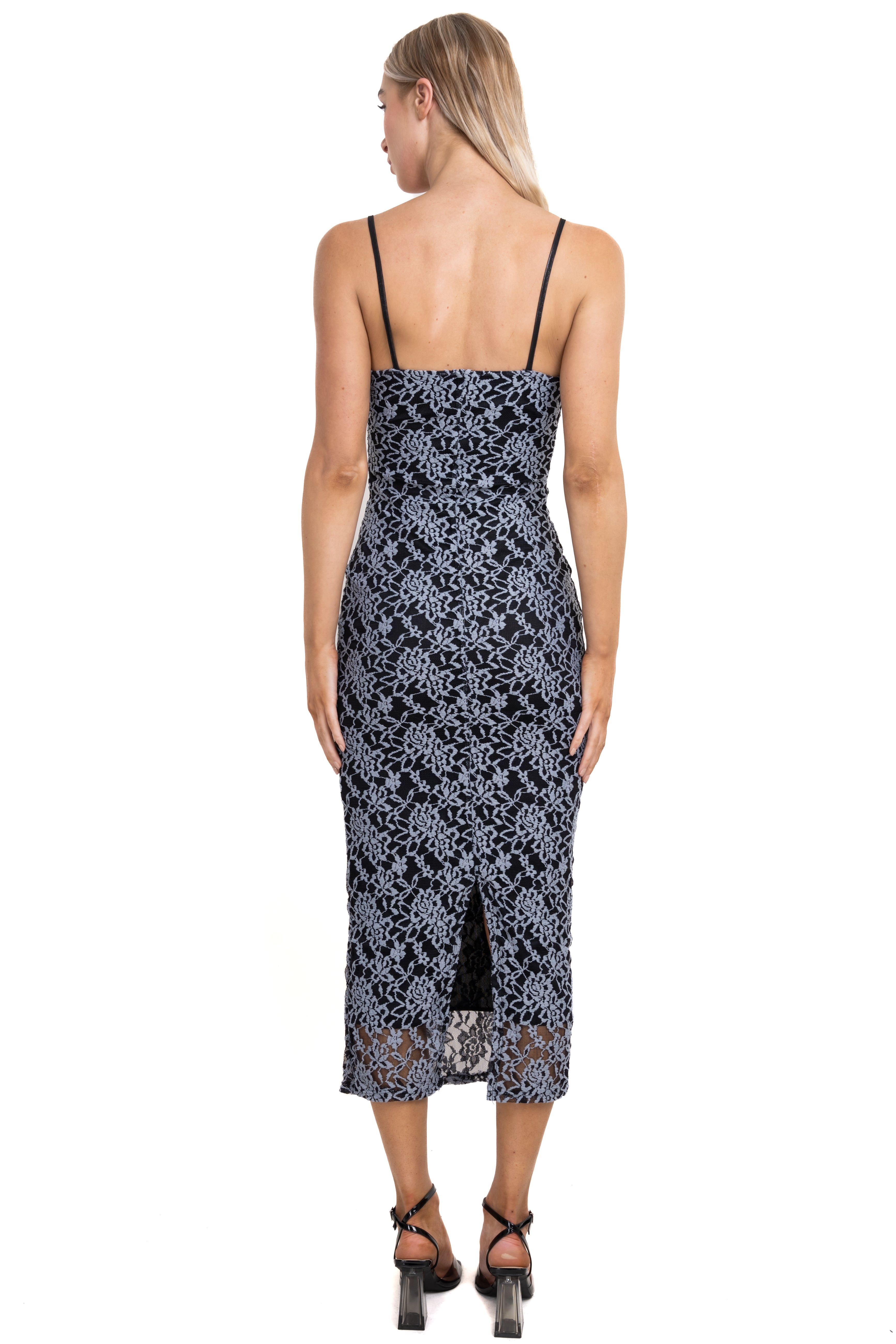 Maxi dress flowered lace Black Combo