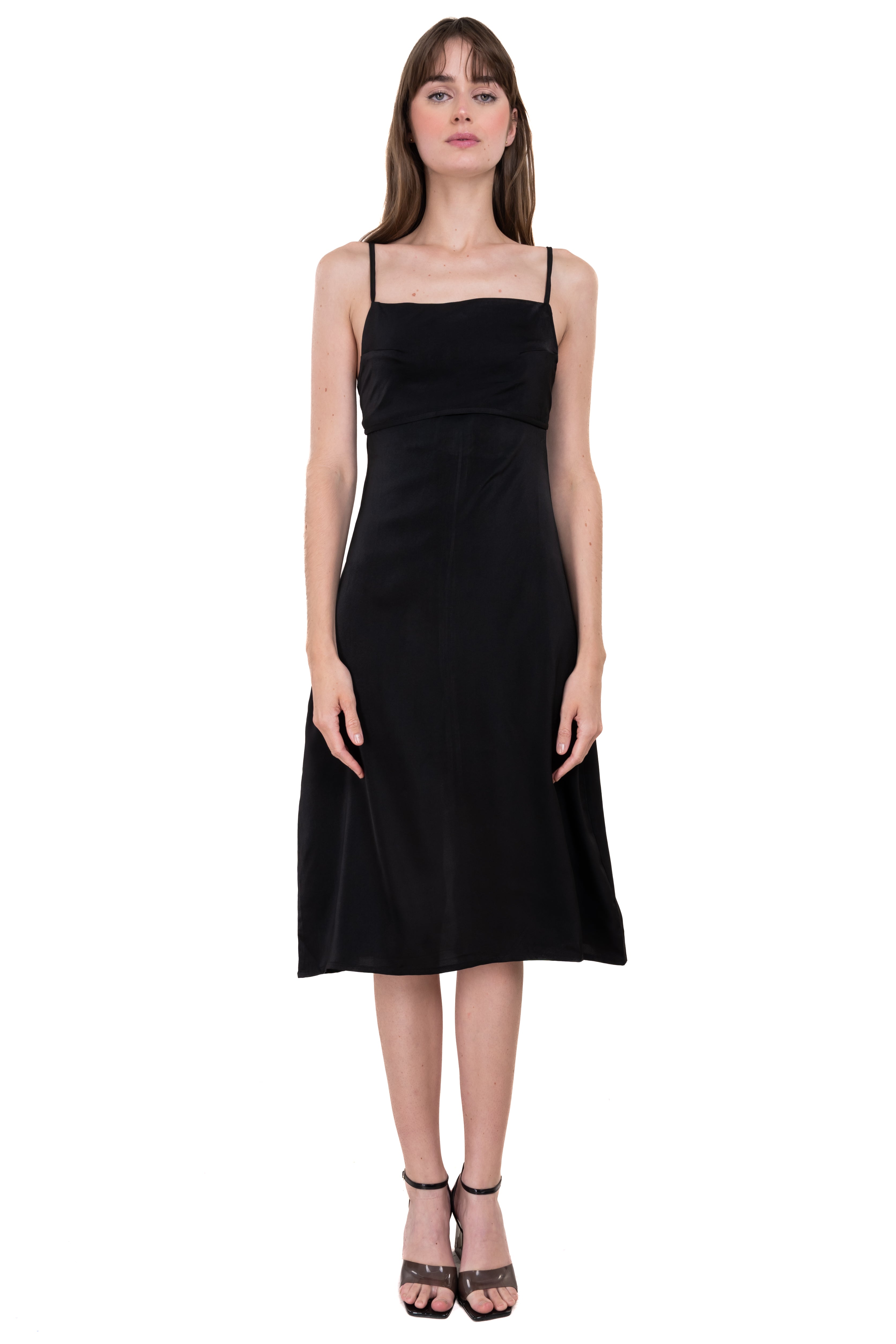Vestido midi espalda descubierta NEGRO