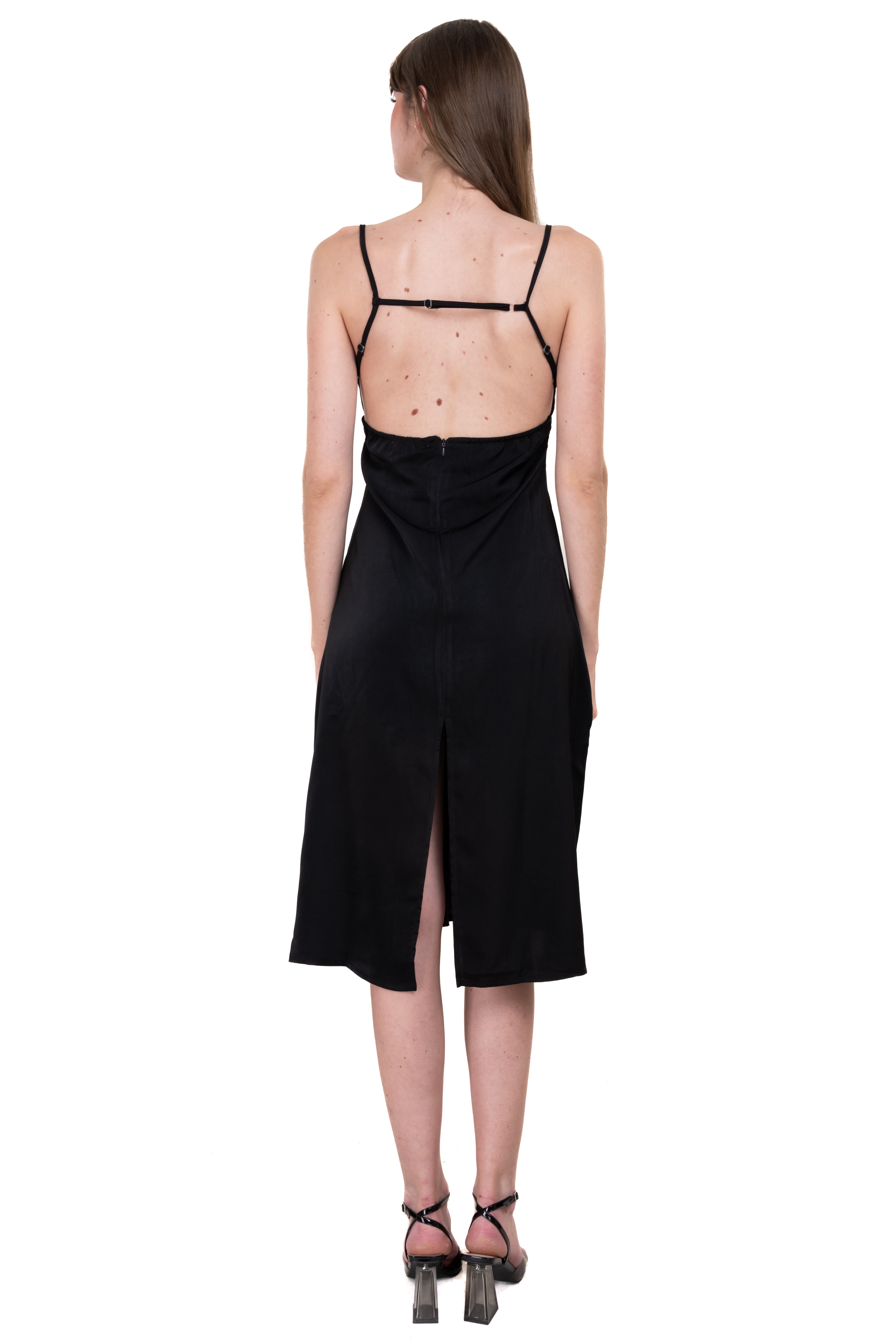 Vestido midi espalda descubierta NEGRO