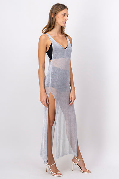 Open Fabric Maxi Dress SILVER