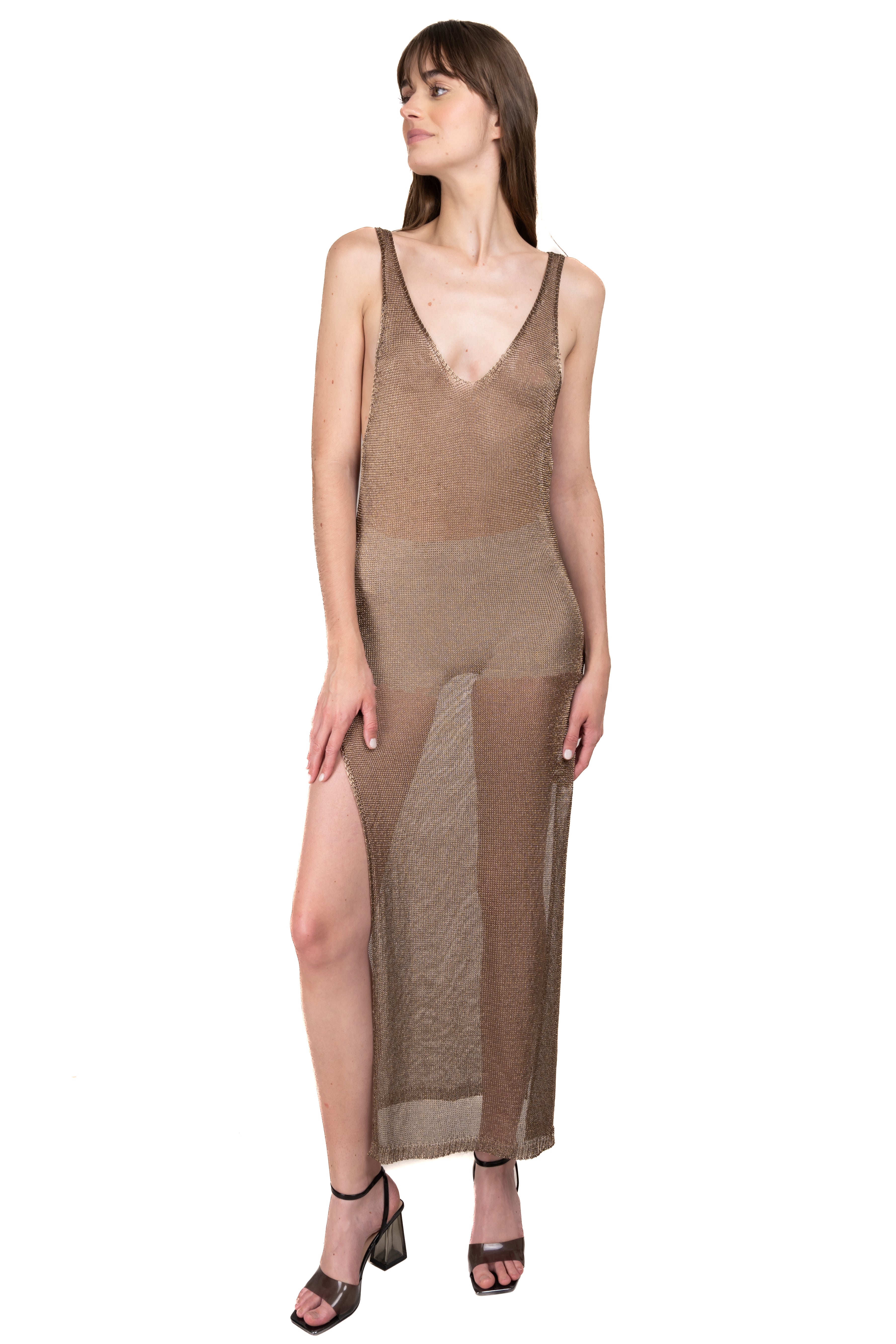 Open Fabric Maxi Dress COPPER