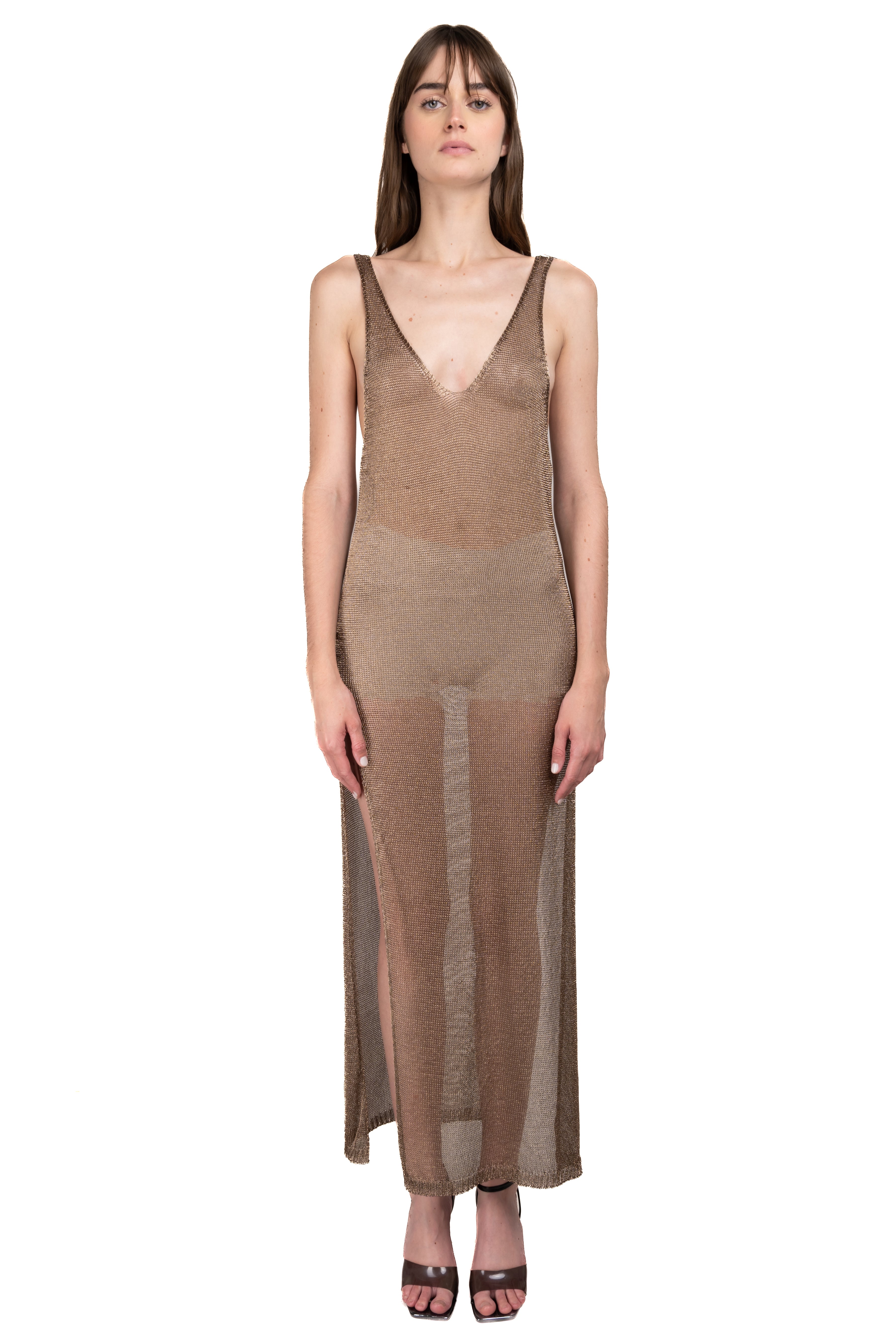 Open Fabric Maxi Dress COPPER