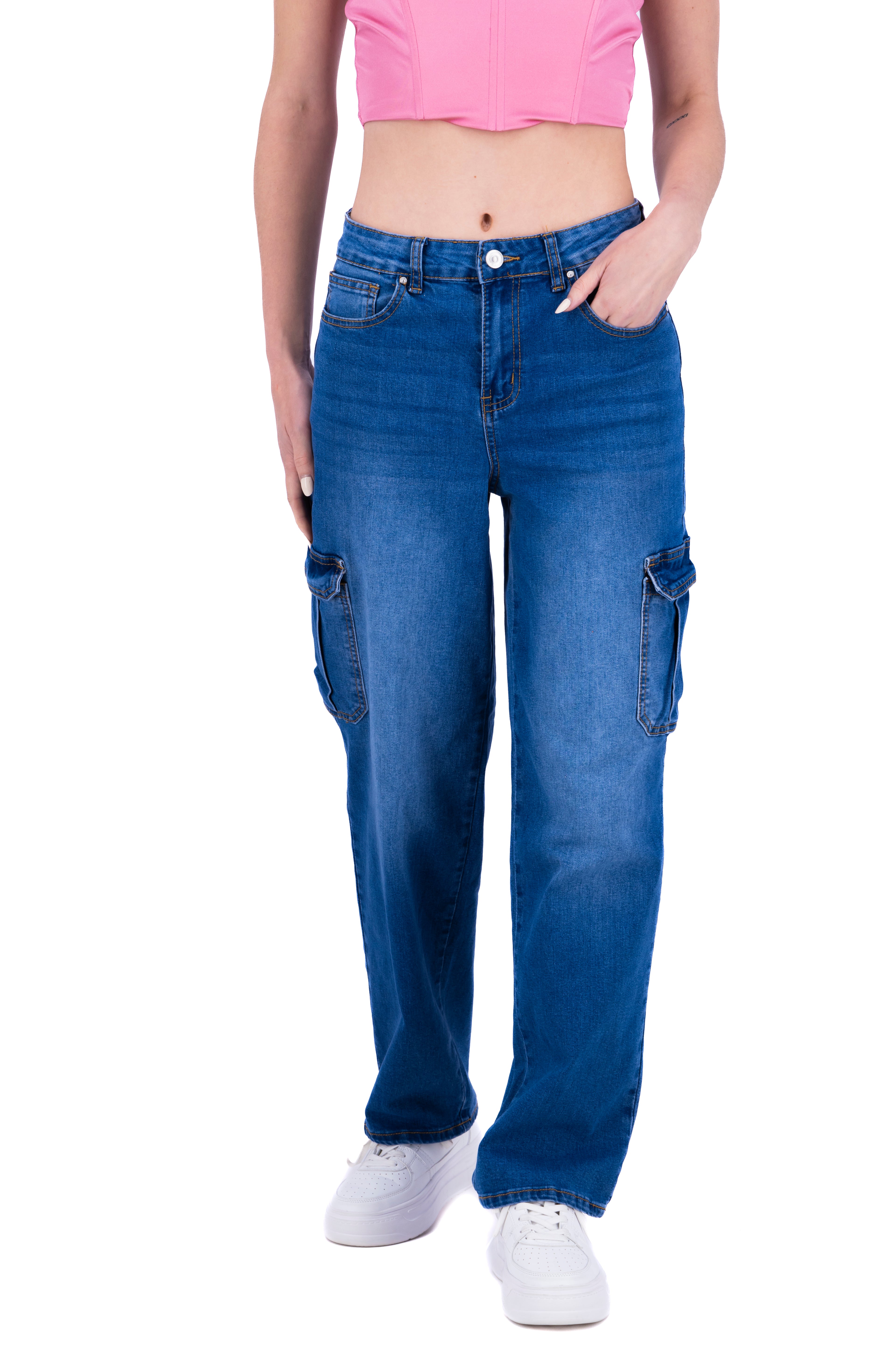 Jeans cargo wide leg MEDIUM WASH