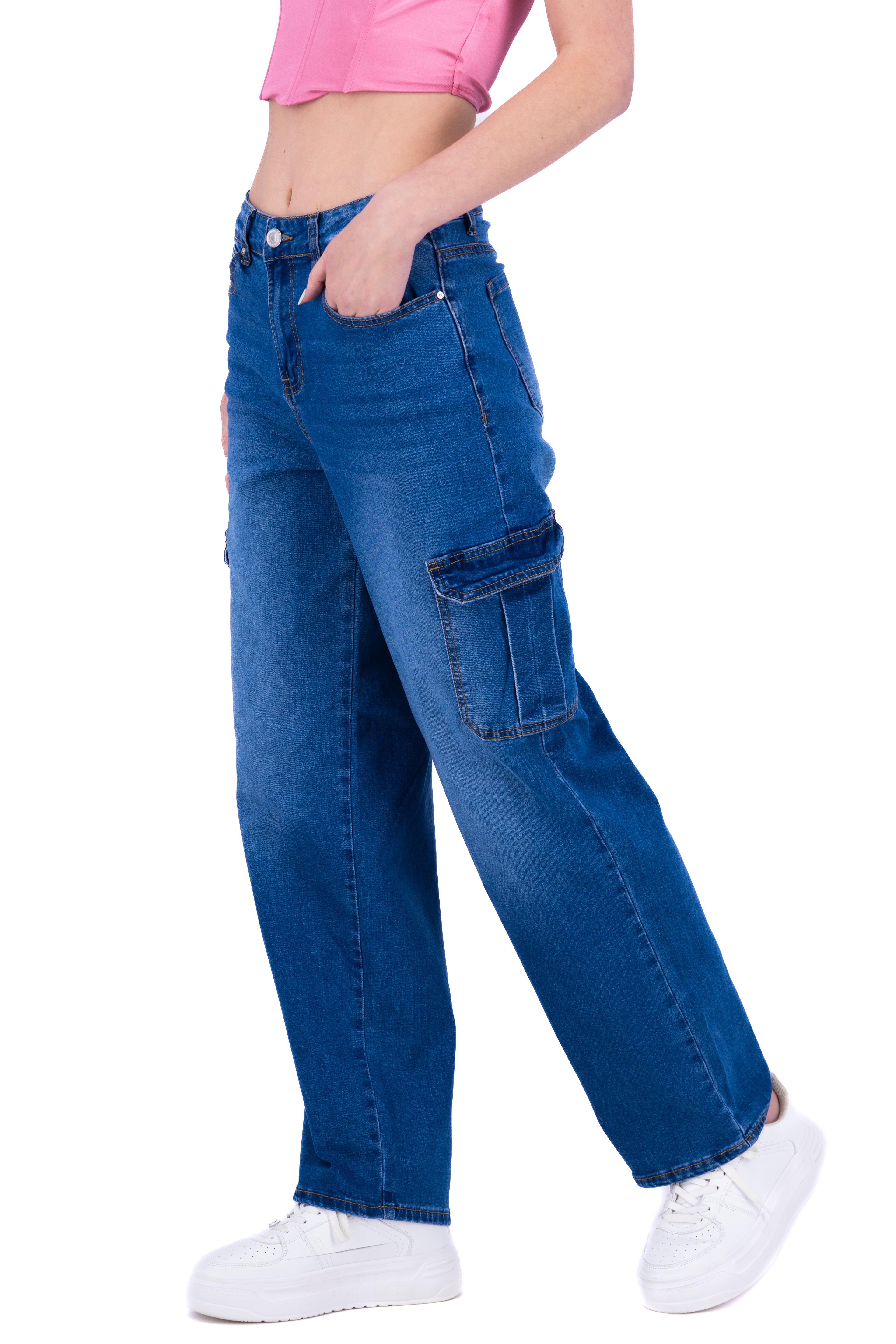 Jeans cargo wide leg MEDIUM WASH