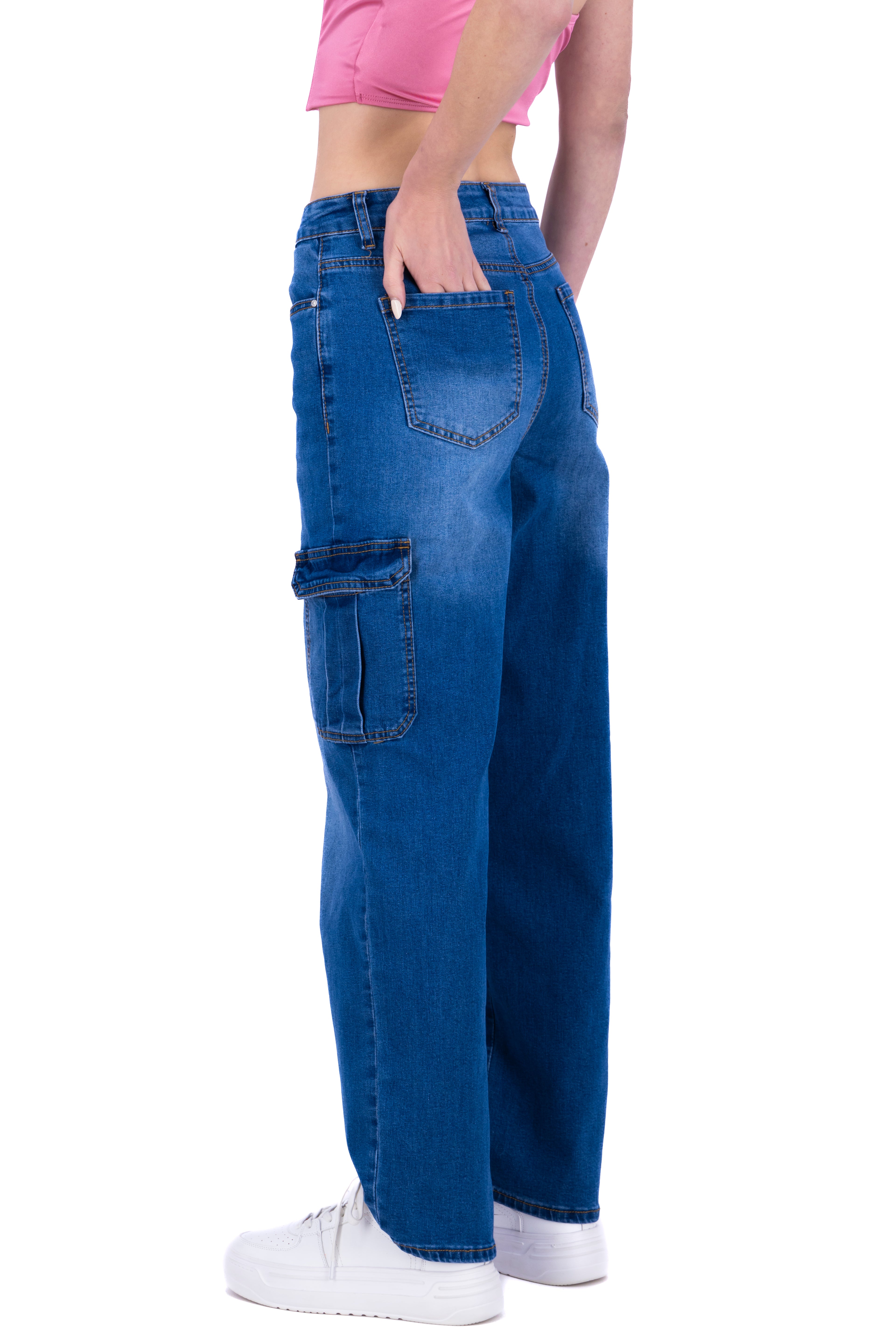 Jeans cargo wide leg MEDIUM WASH