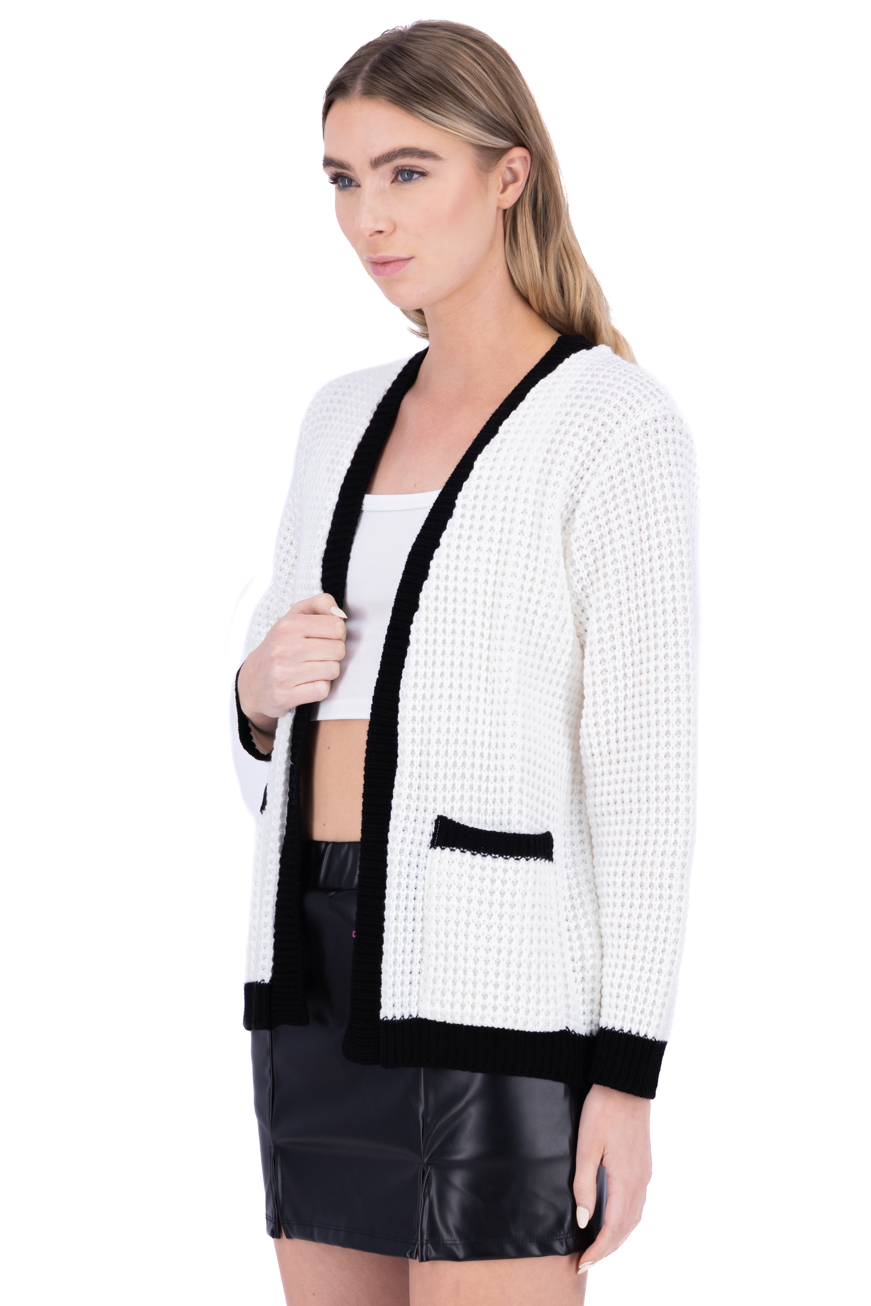 Cardigan tejido ancho BLANCO COMBO