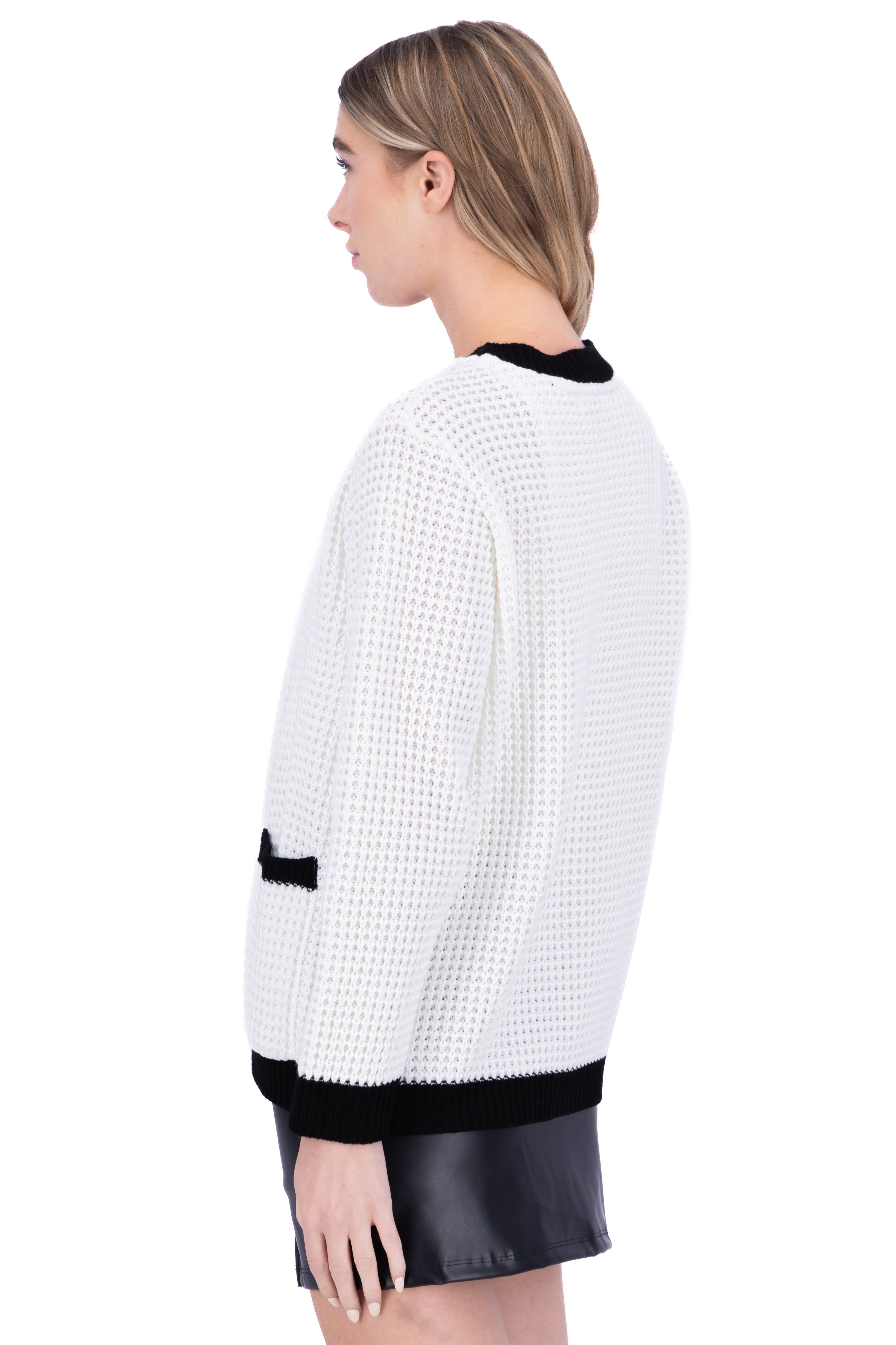 Cardigan tejido ancho BLANCO COMBO