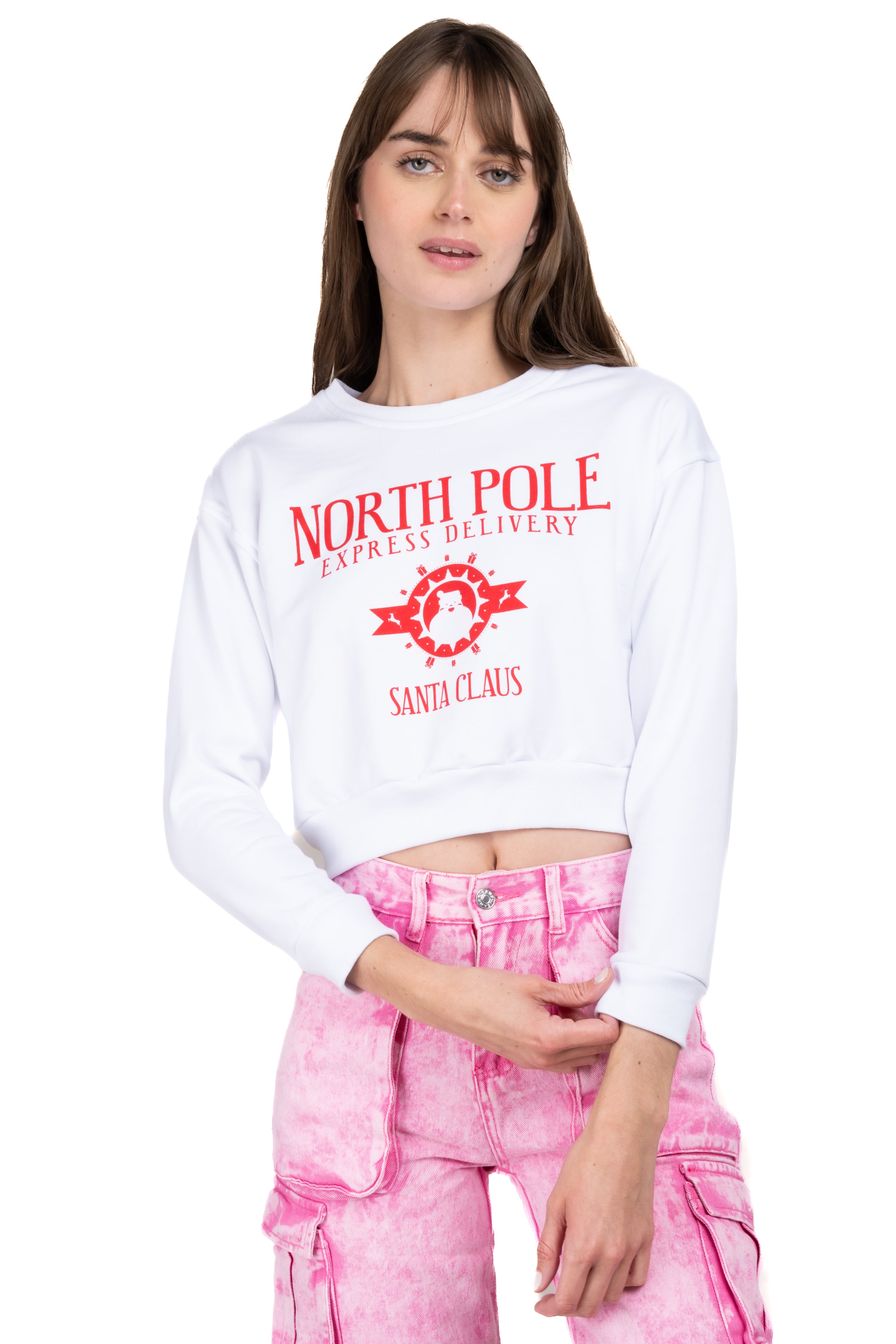 Crop Pole Norte Sweatshirt White Combo