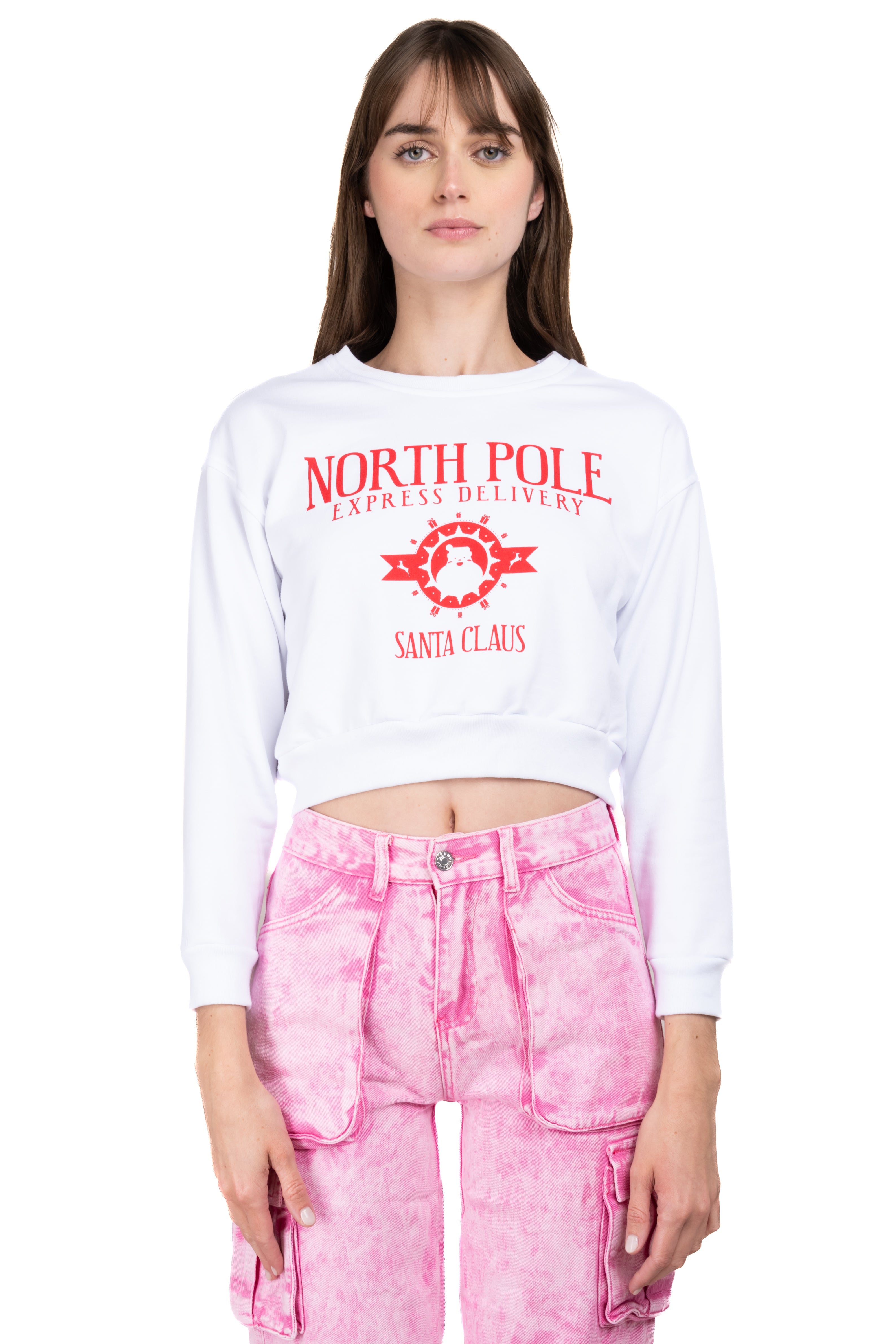 Crop Pole Norte Sweatshirt White Combo