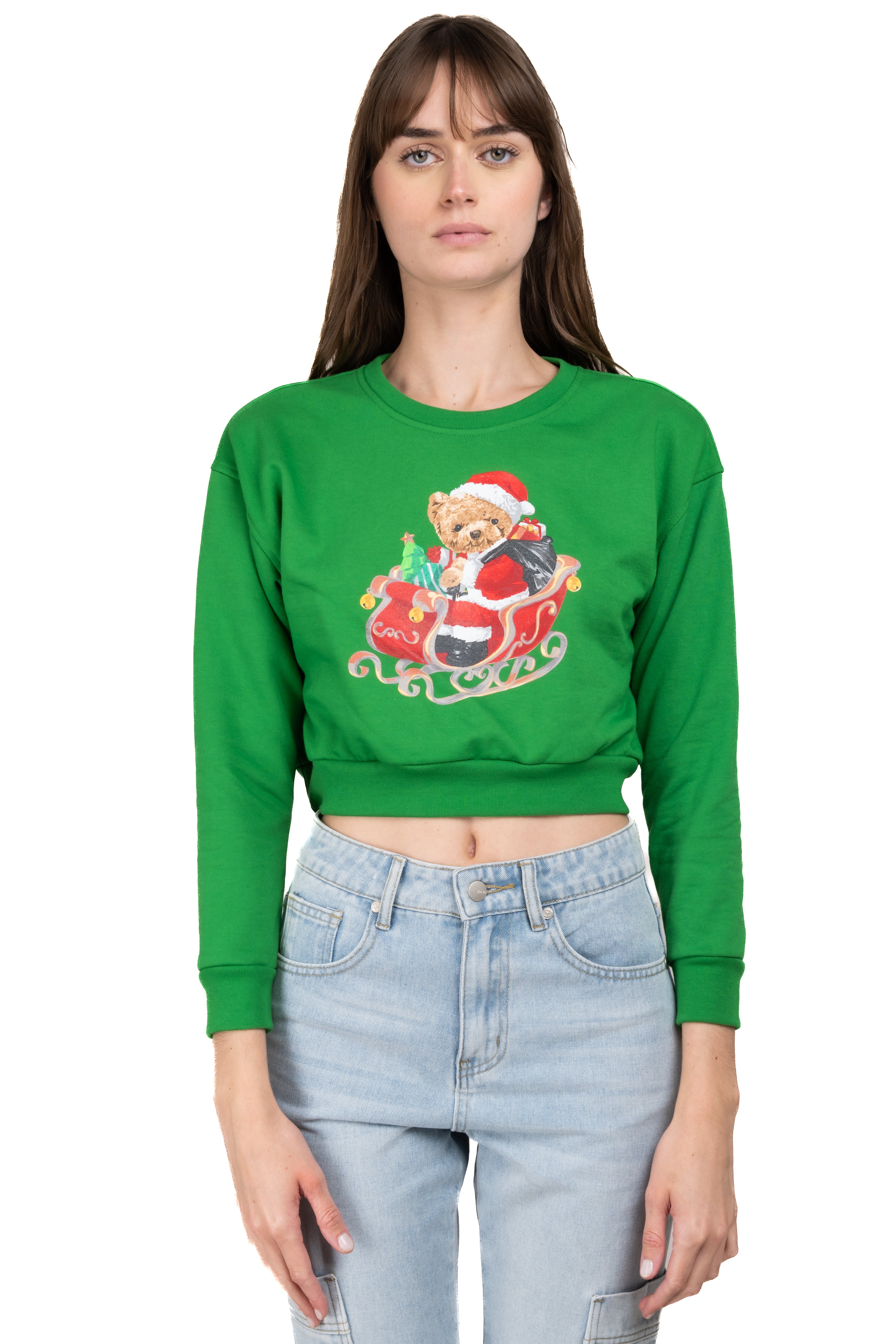 CROP OSITO SANTA CLAUS Sweatshirt Combo green