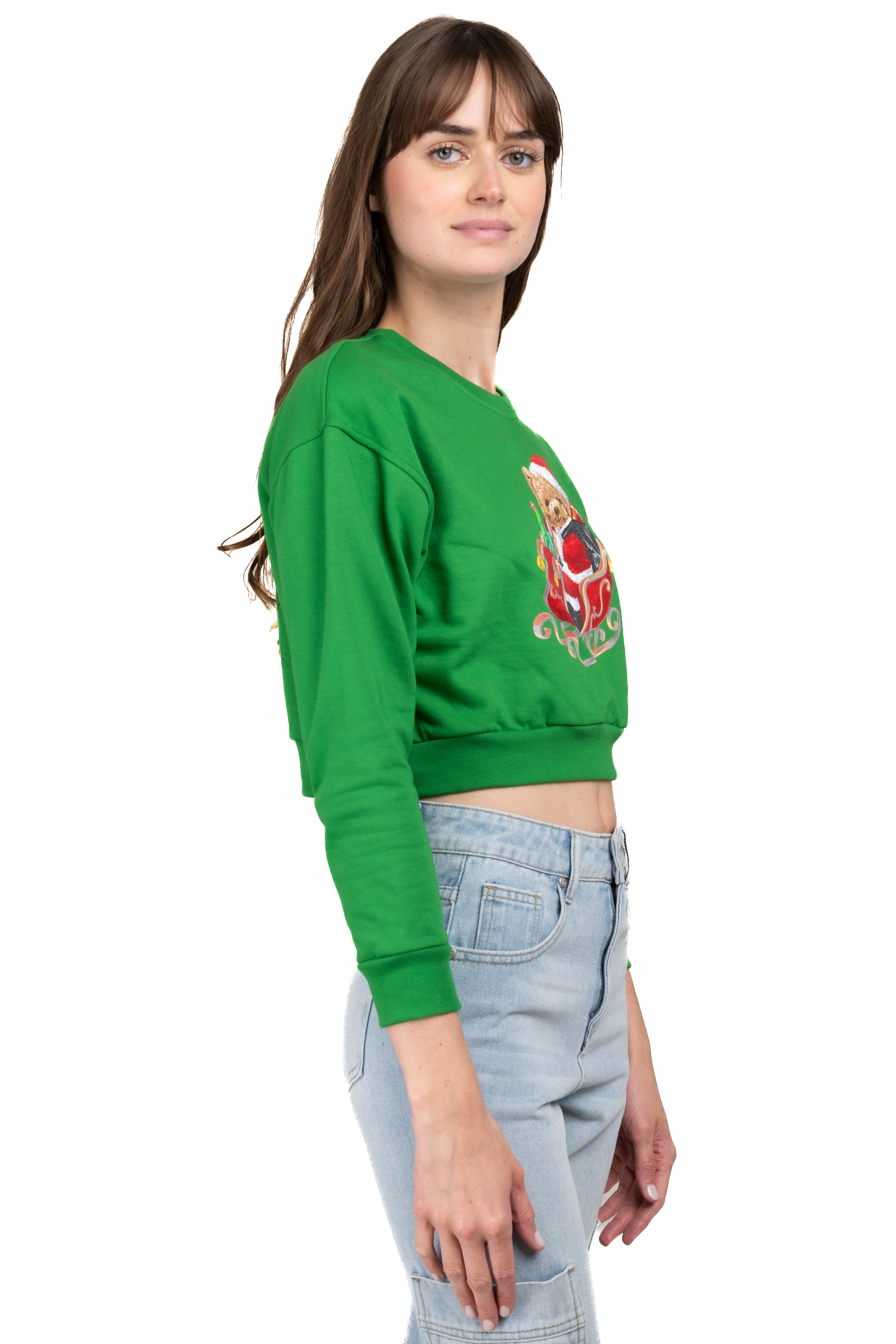 CROP OSITO SANTA CLAUS Sweatshirt Combo green