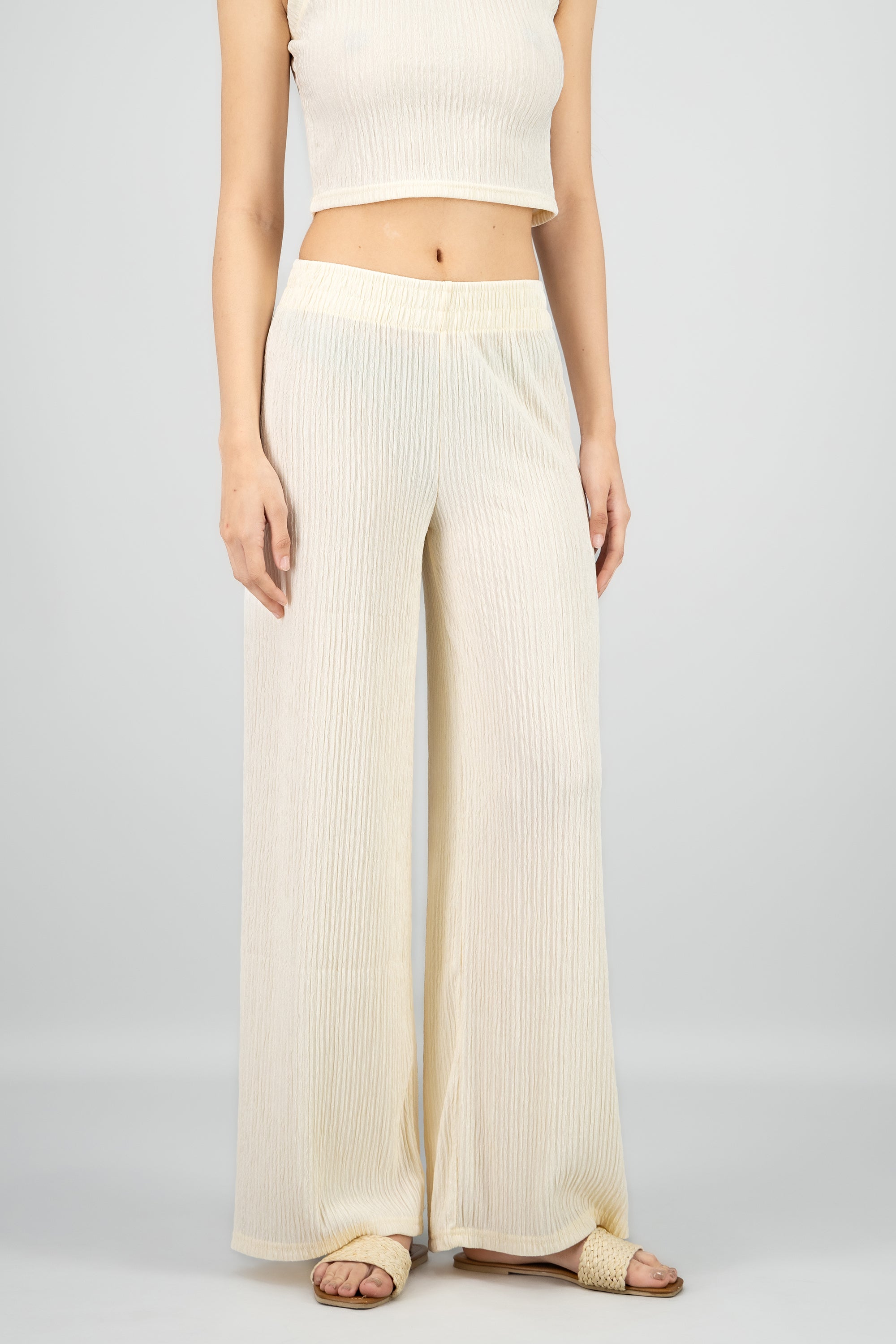 Pantalón flared textura BLANCO