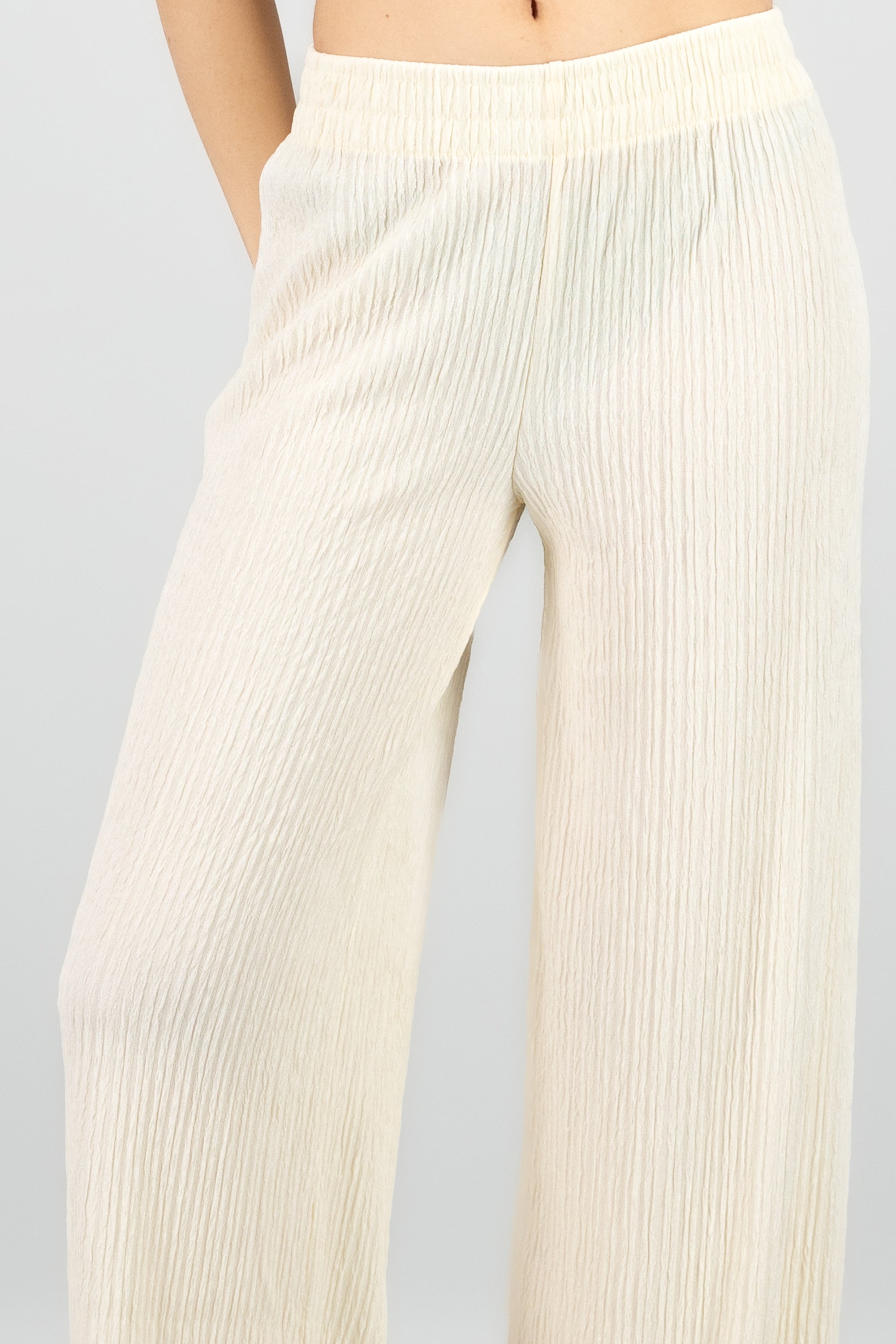 Pantalón flared textura BLANCO