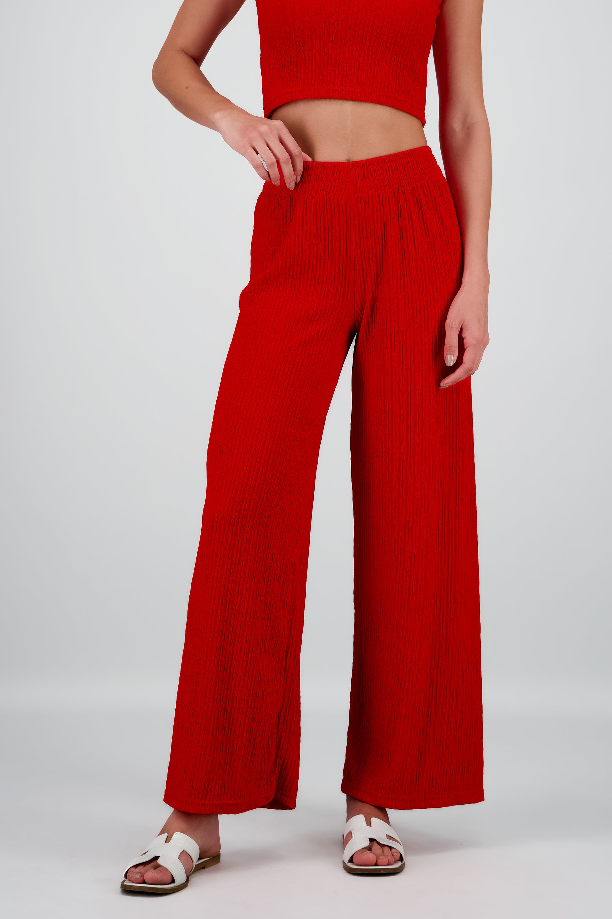 Pantalón flared textura ROJO