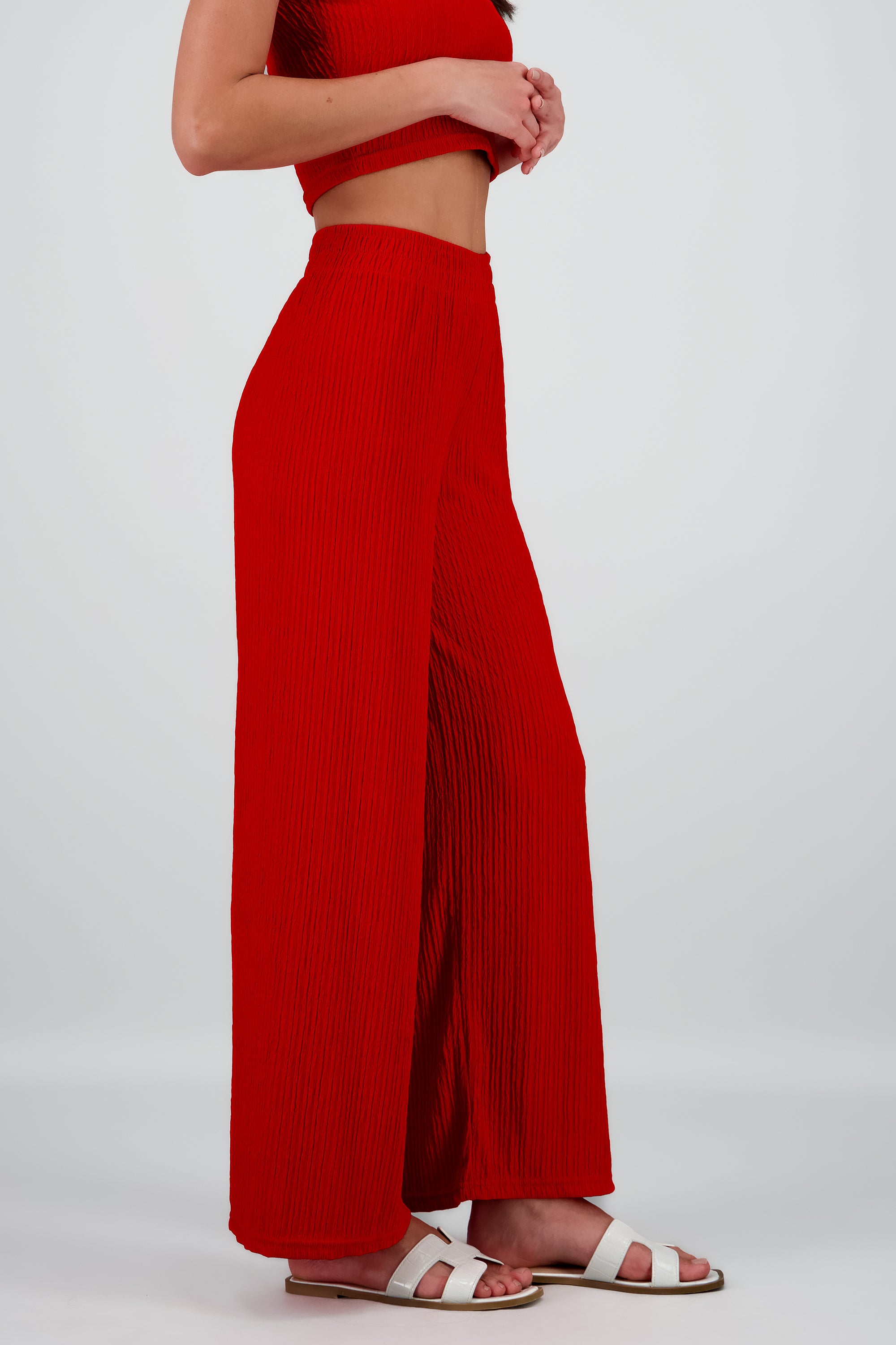 Pantalón flared textura ROJO