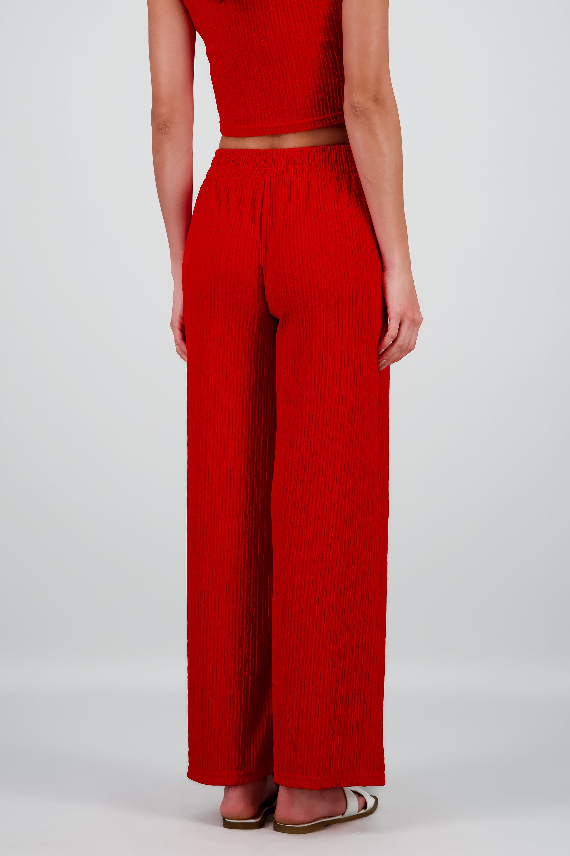 Pantalón flared textura ROJO
