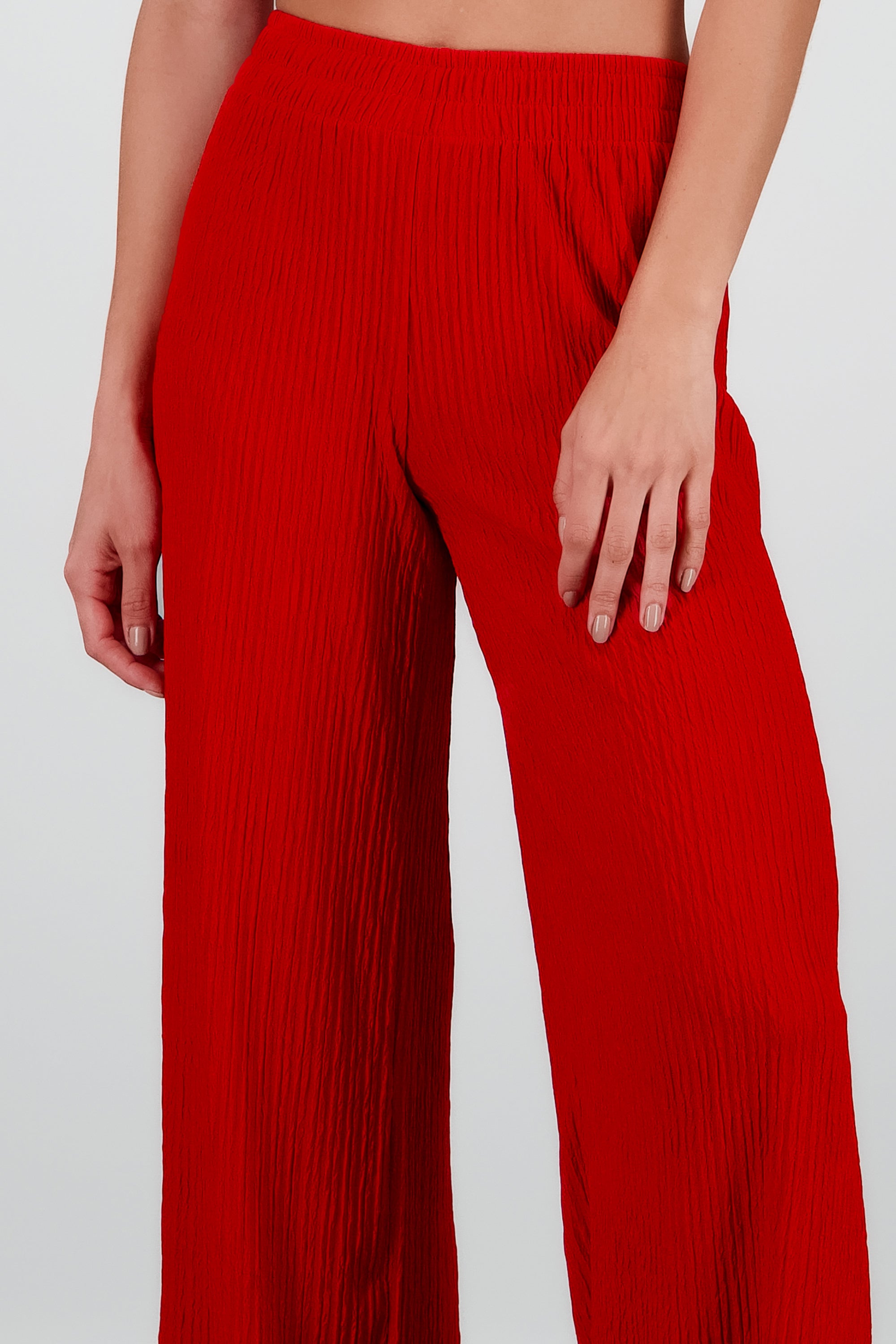 Pantalón flared textura ROJO