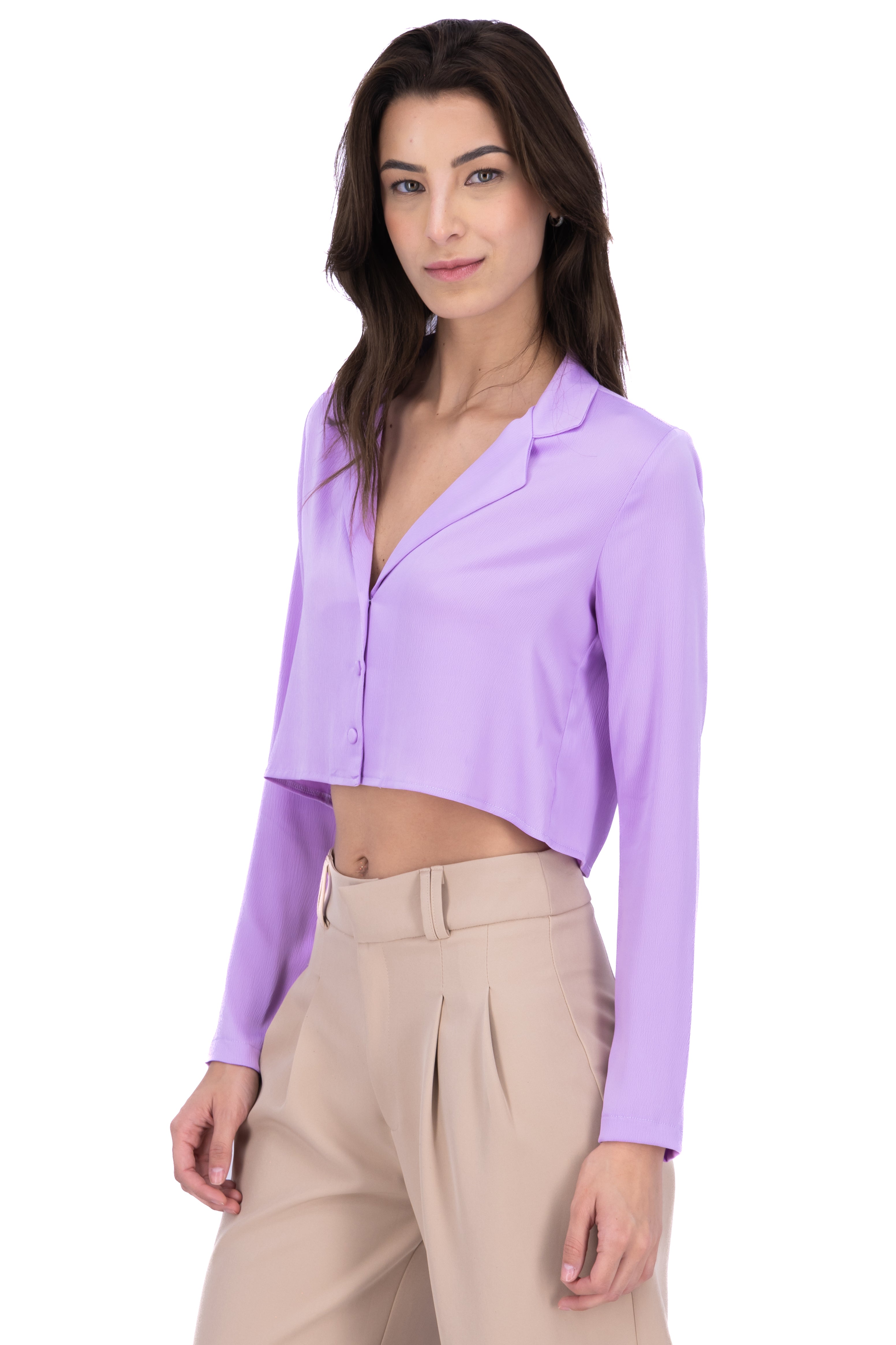 Camisa crop manga larga LILA