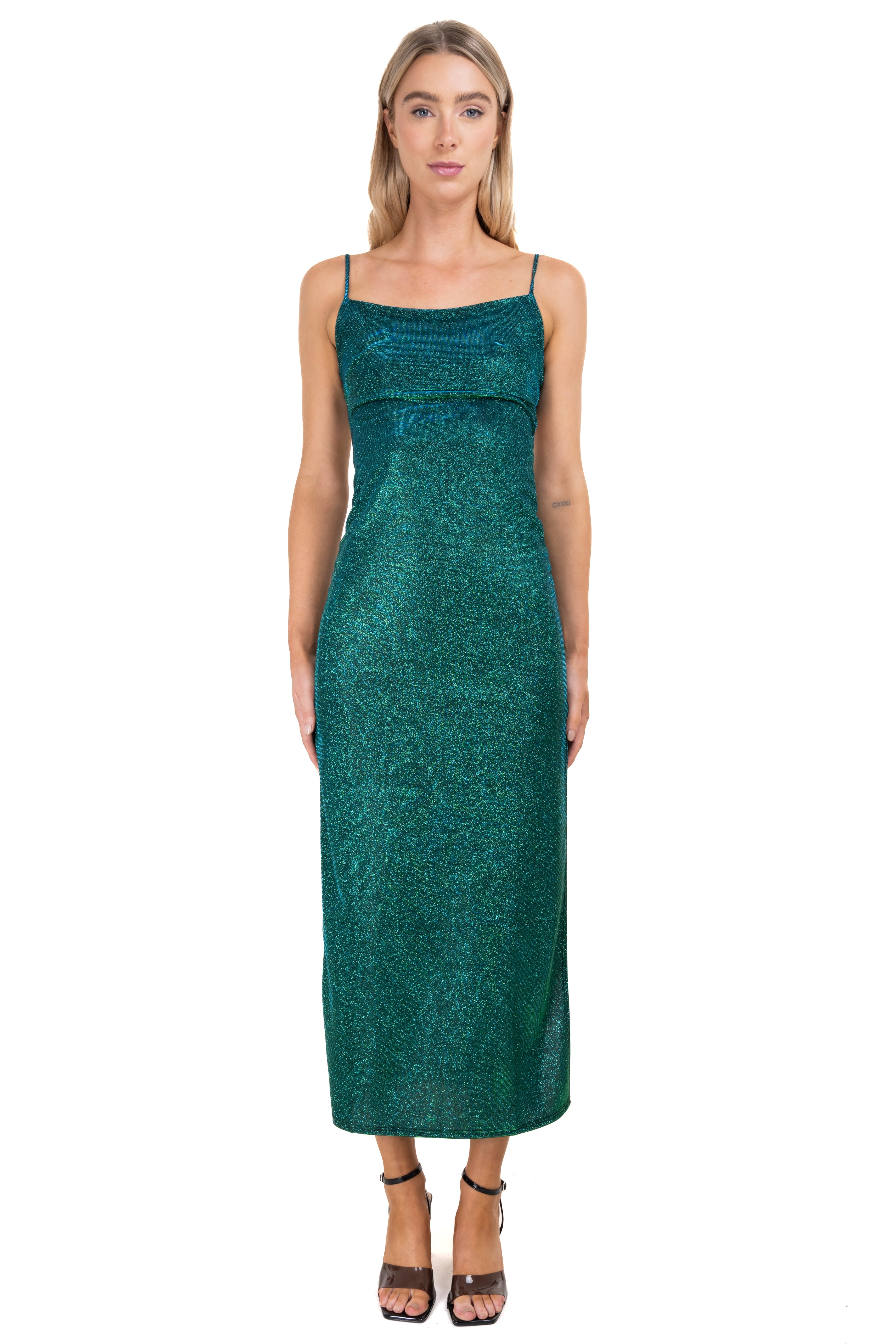 Vestido maxi cut out espalda VERDE COMBO