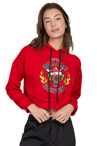 Sudadera crop hell fire X-MAS ROJO COMBO