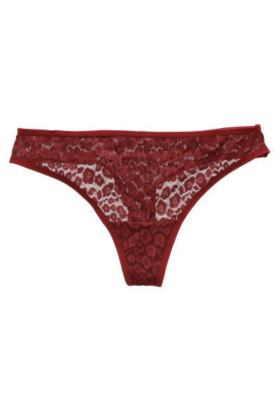 Tanga animal print encaje VINO