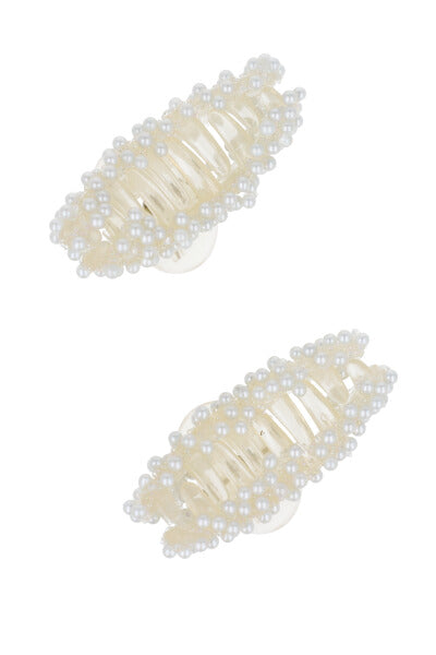 Set 2 Long Pipes Pearls BEIGE