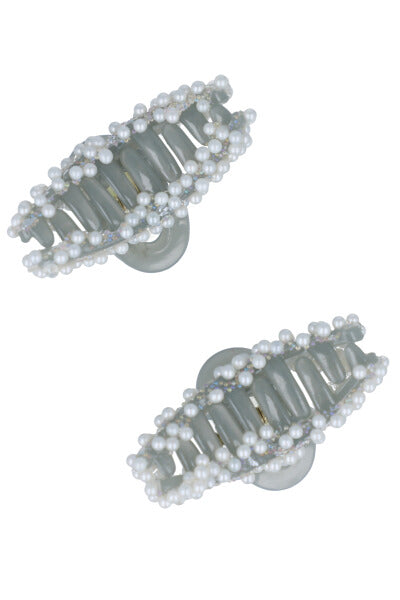 Set 2 Long Pipes Pearls Light gray