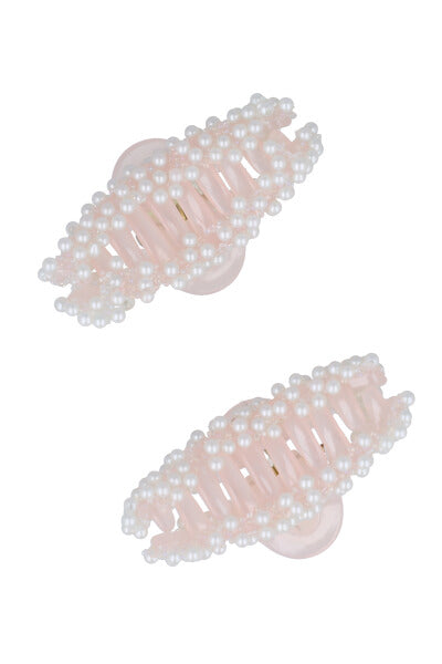 Set 2 Long Pipes Pearls PINK