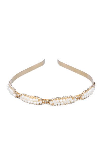 Thin pearl metal headband WHITE