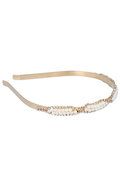 Thin pearl metal headband WHITE