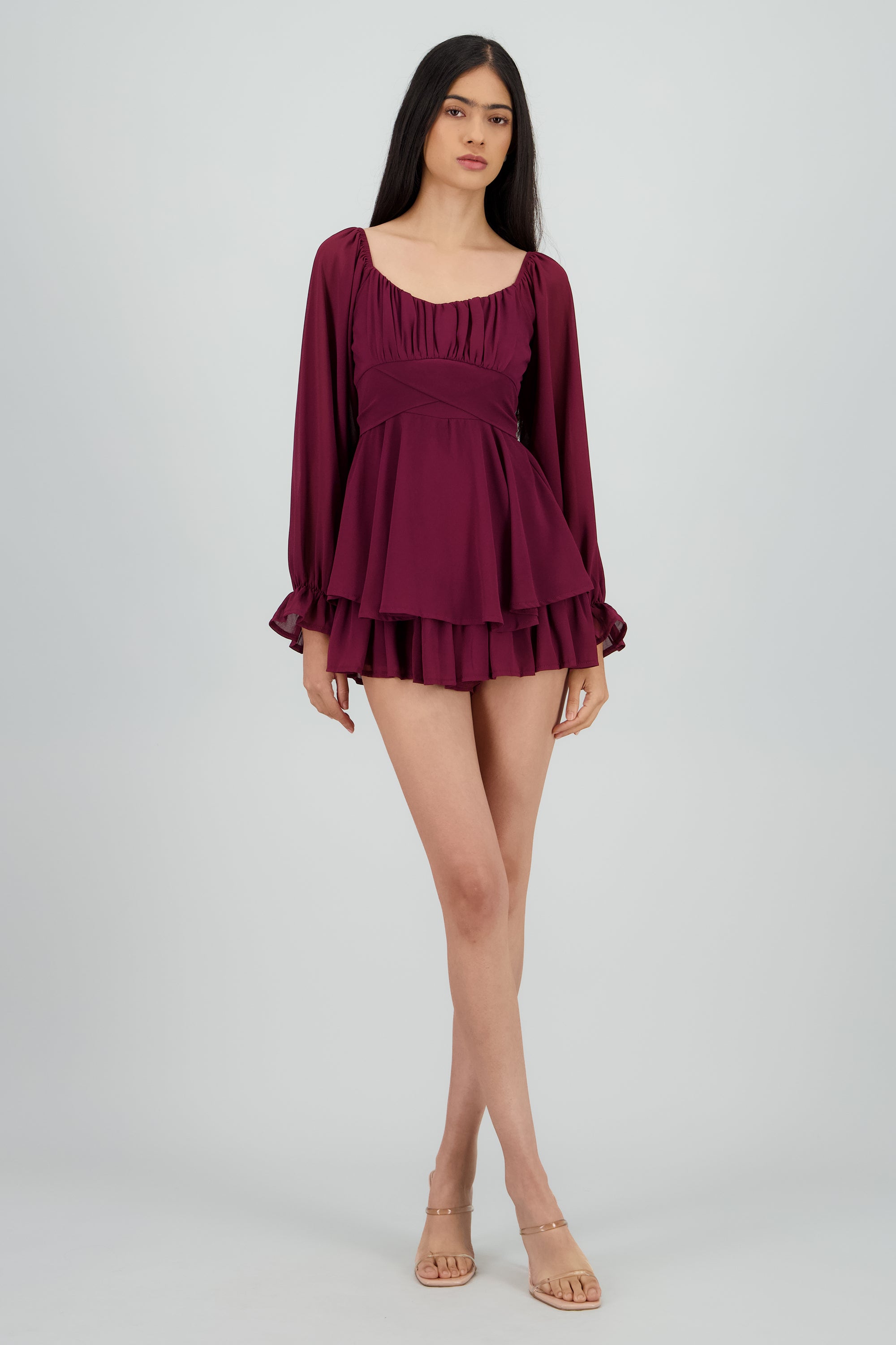 Romper mini manga larga mesh CIRUELA