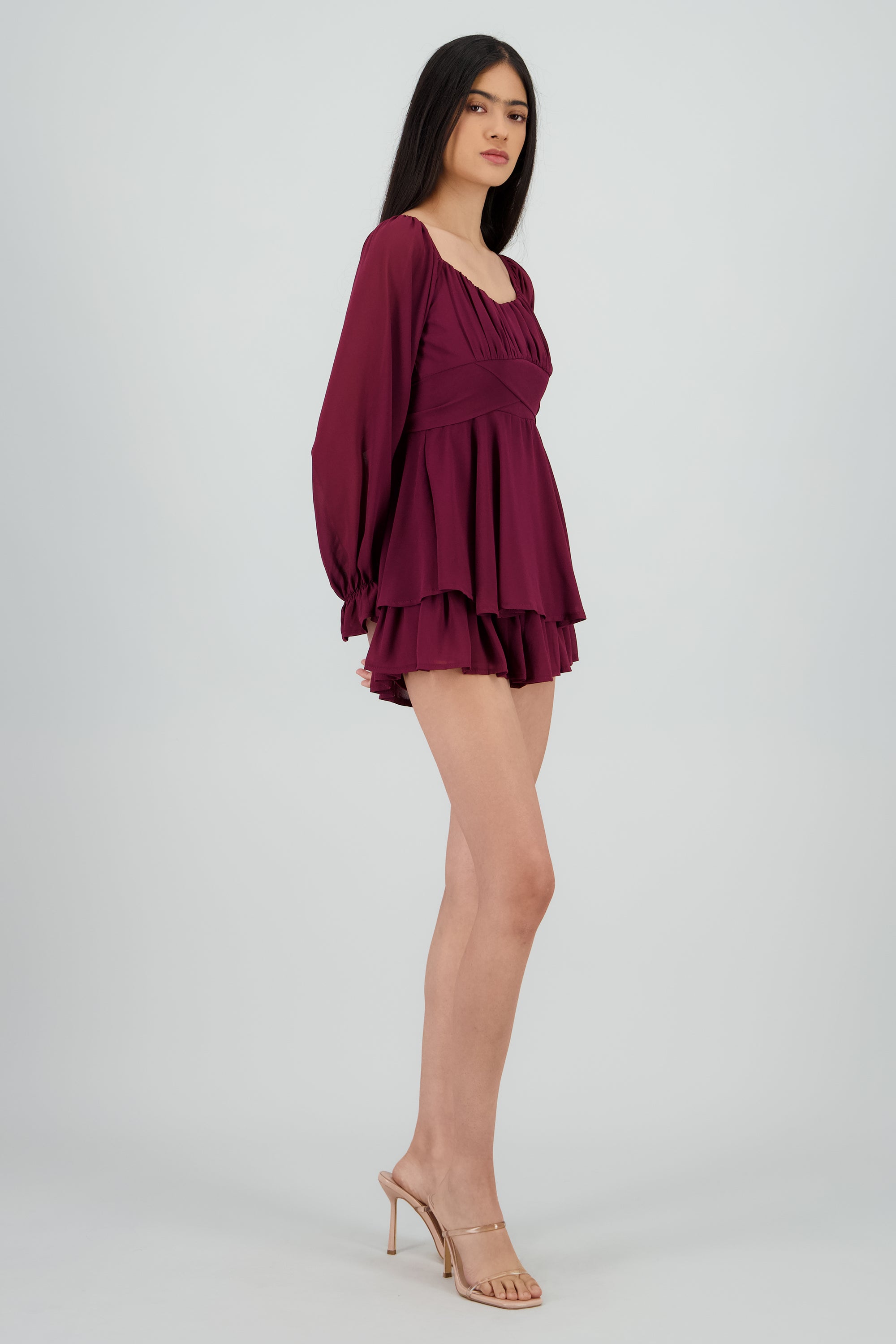Romper mini manga larga mesh CIRUELA
