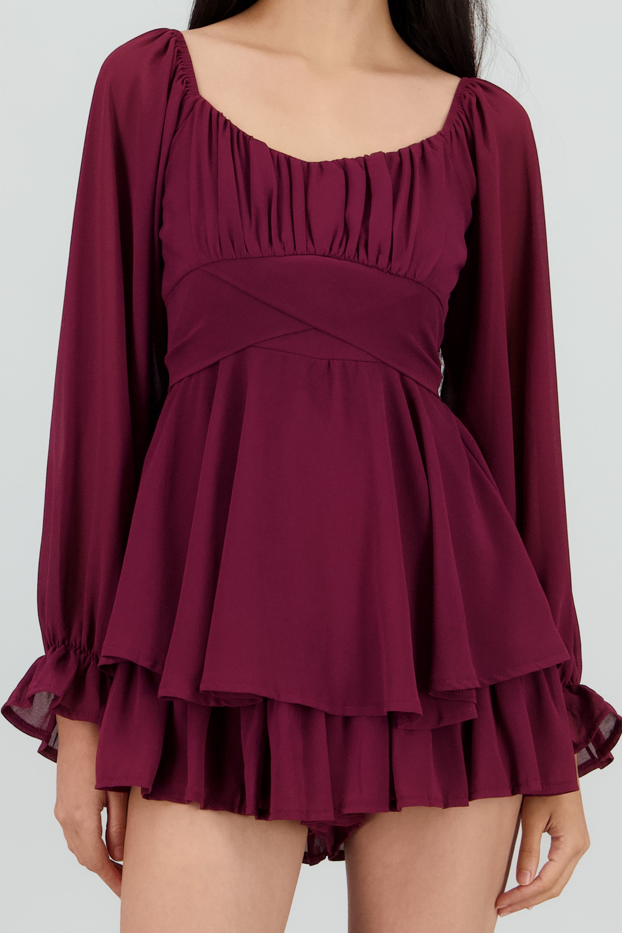 Romper mini manga larga mesh CIRUELA