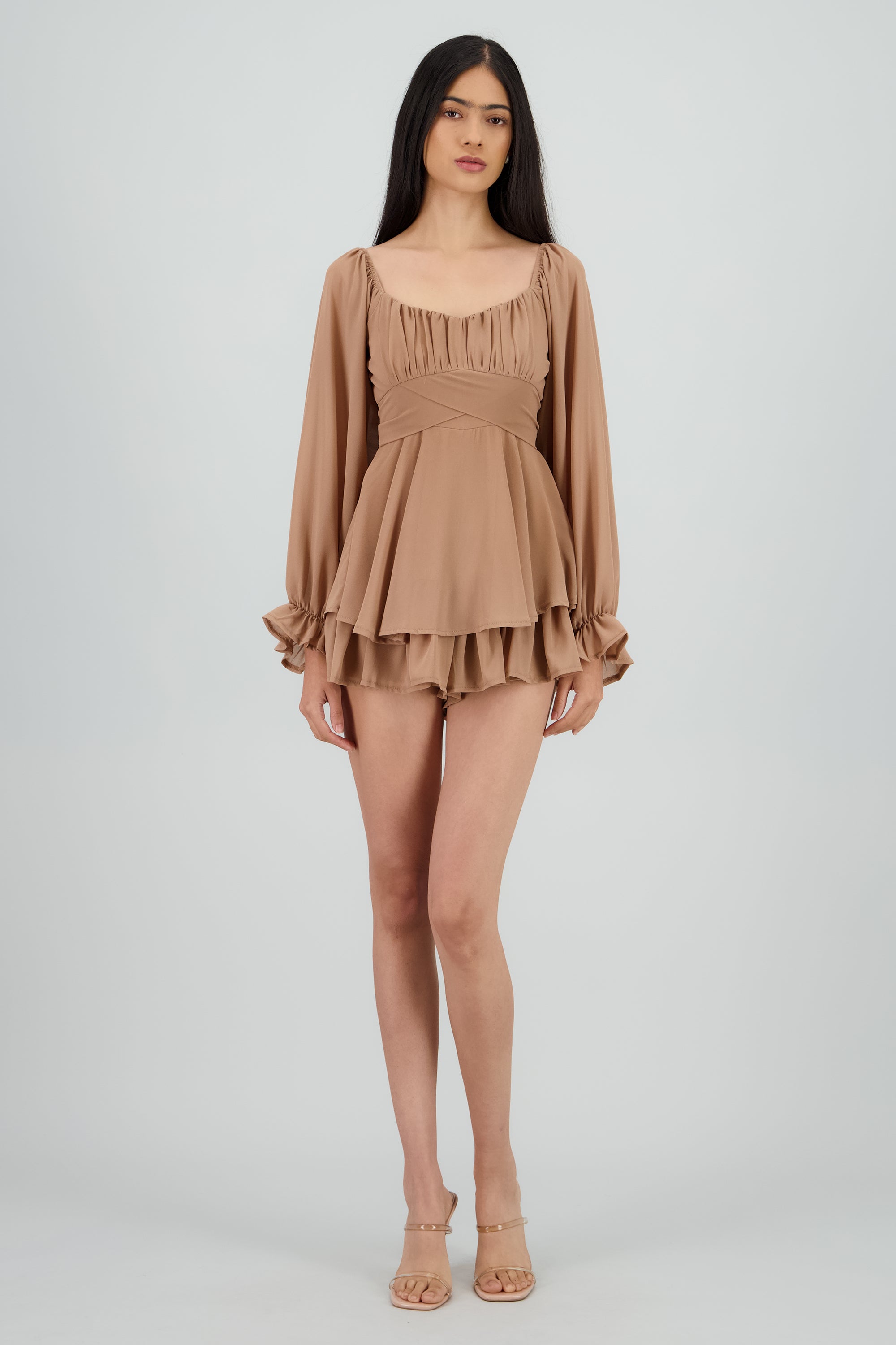 Romper mini manga larga mesh CAFE