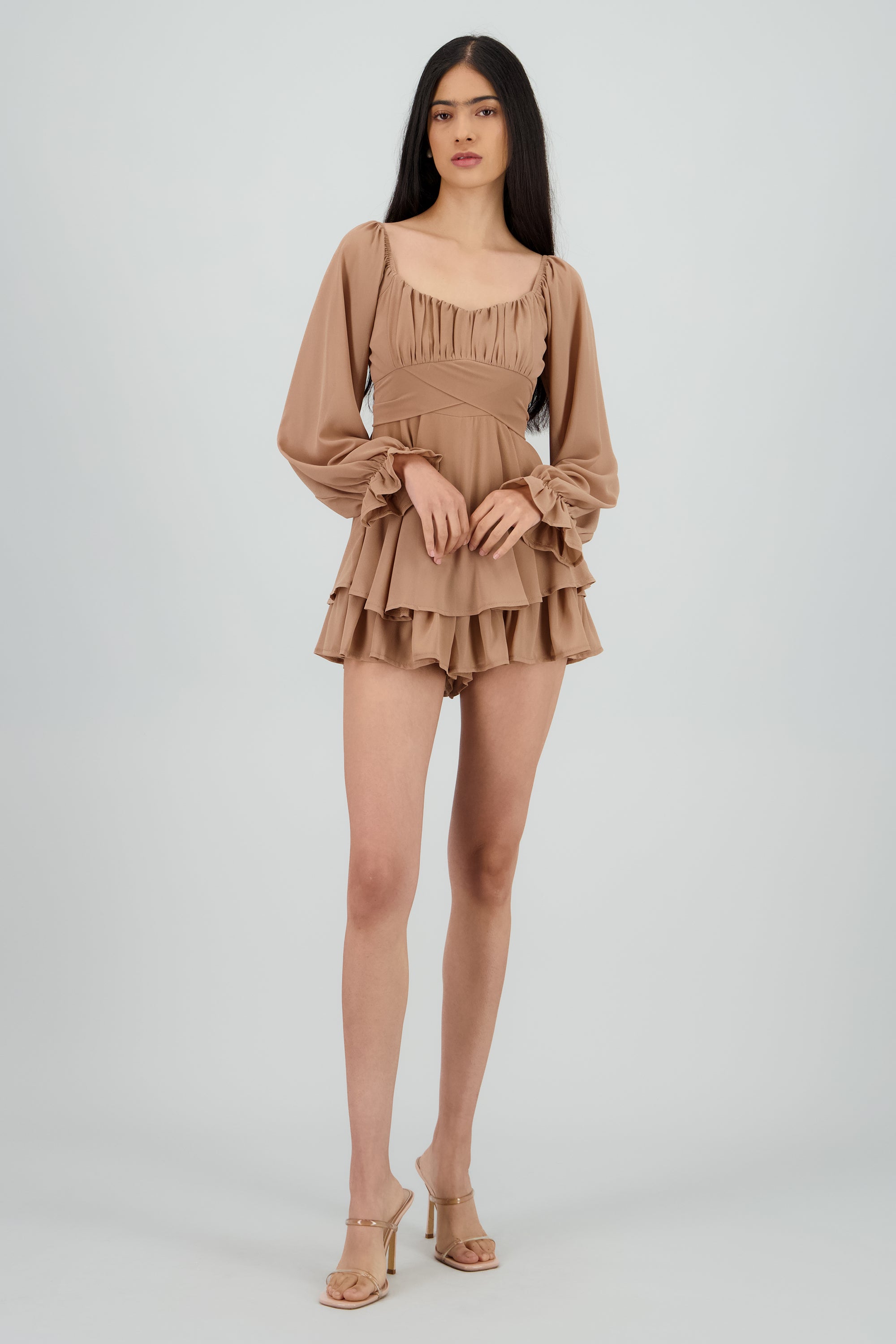 Romper mini manga larga mesh CAFE