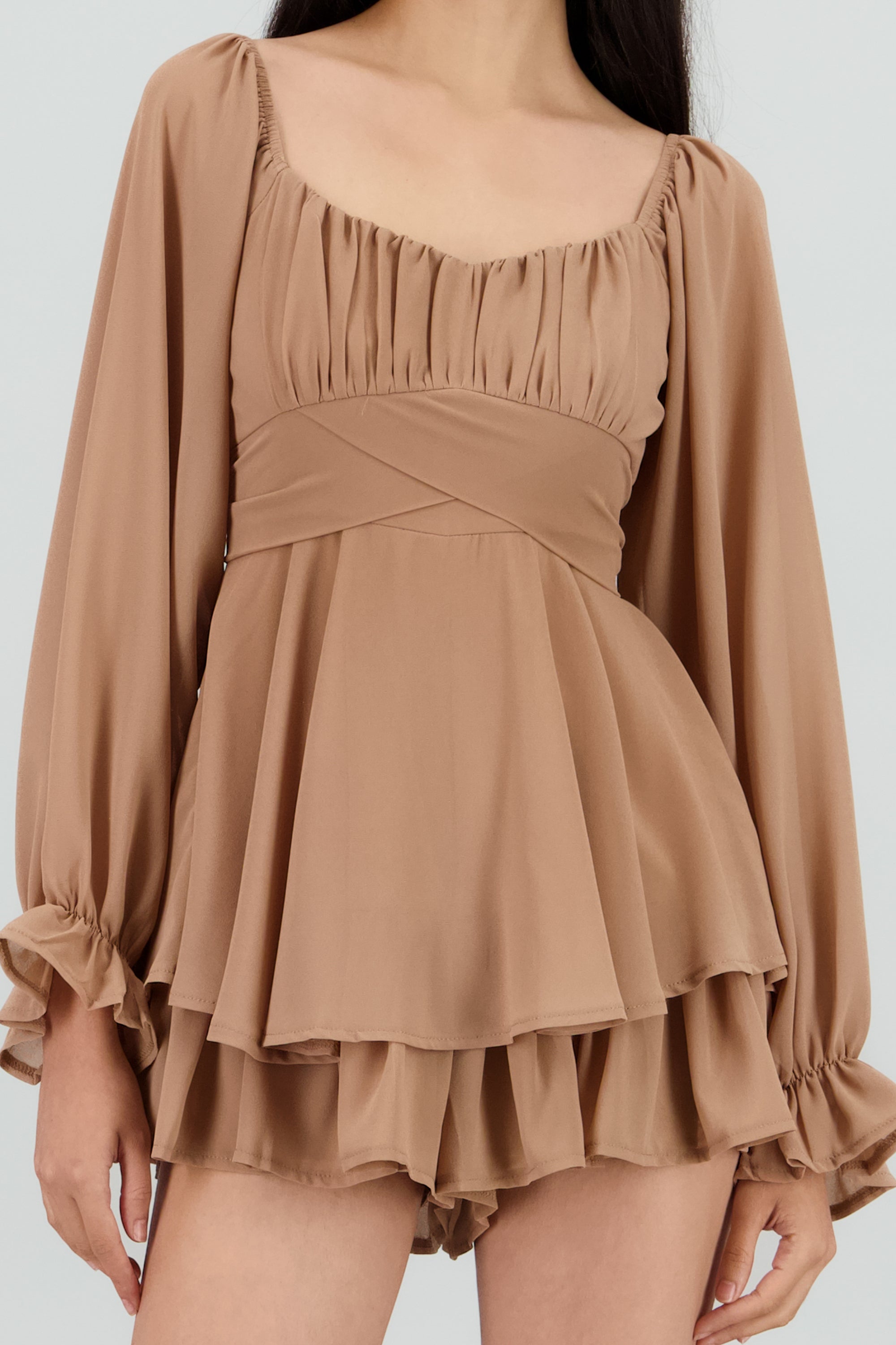 Romper mini manga larga mesh CAFE