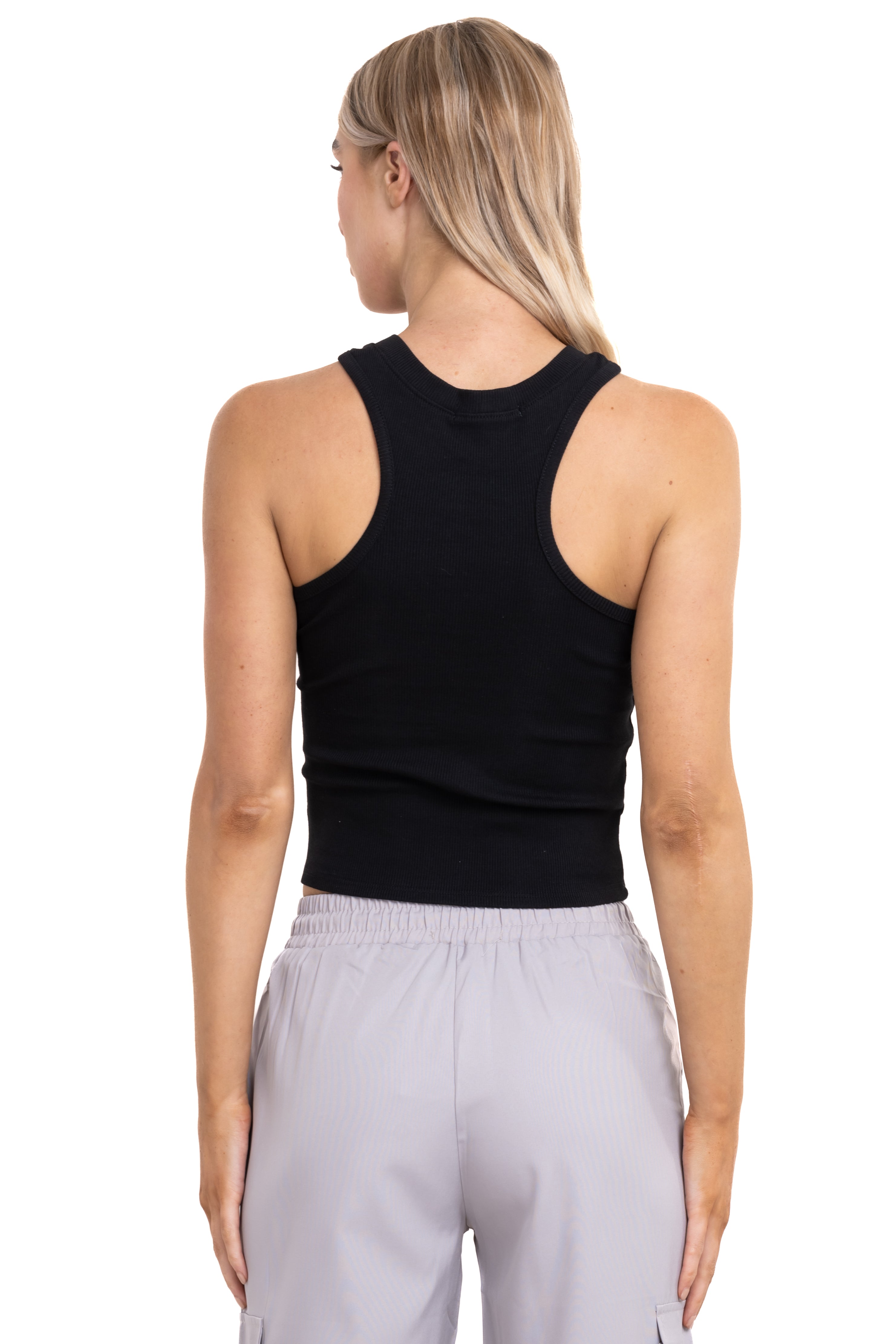 Top cuello redondo rib NEGRO